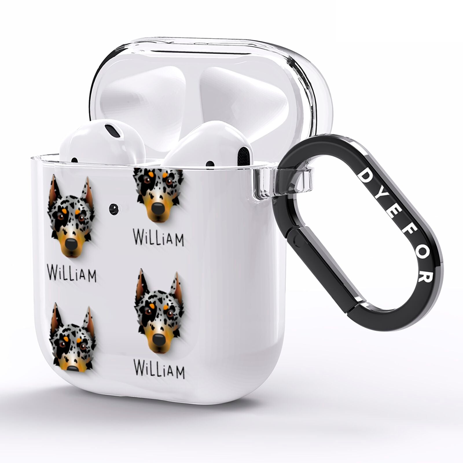Beauceron Icon with Name AirPods Clear Case Side Image