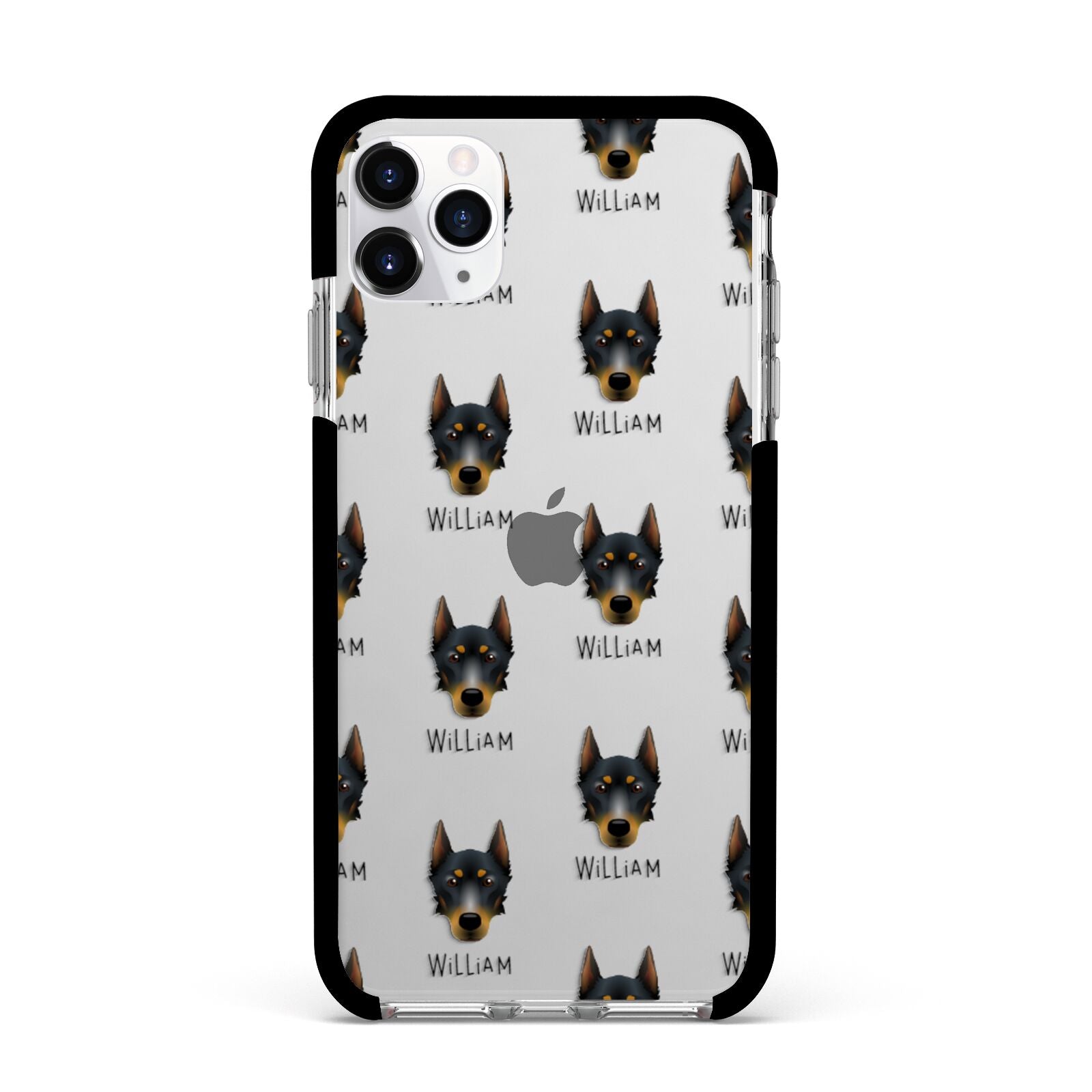 Beauceron Icon with Name Apple iPhone 11 Pro Max in Silver with Black Impact Case