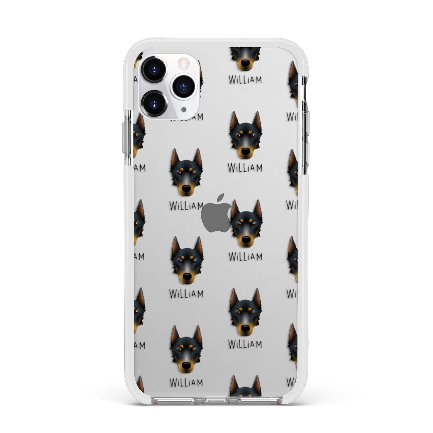 Beauceron Icon with Name Apple iPhone 11 Pro Max in Silver with White Impact Case