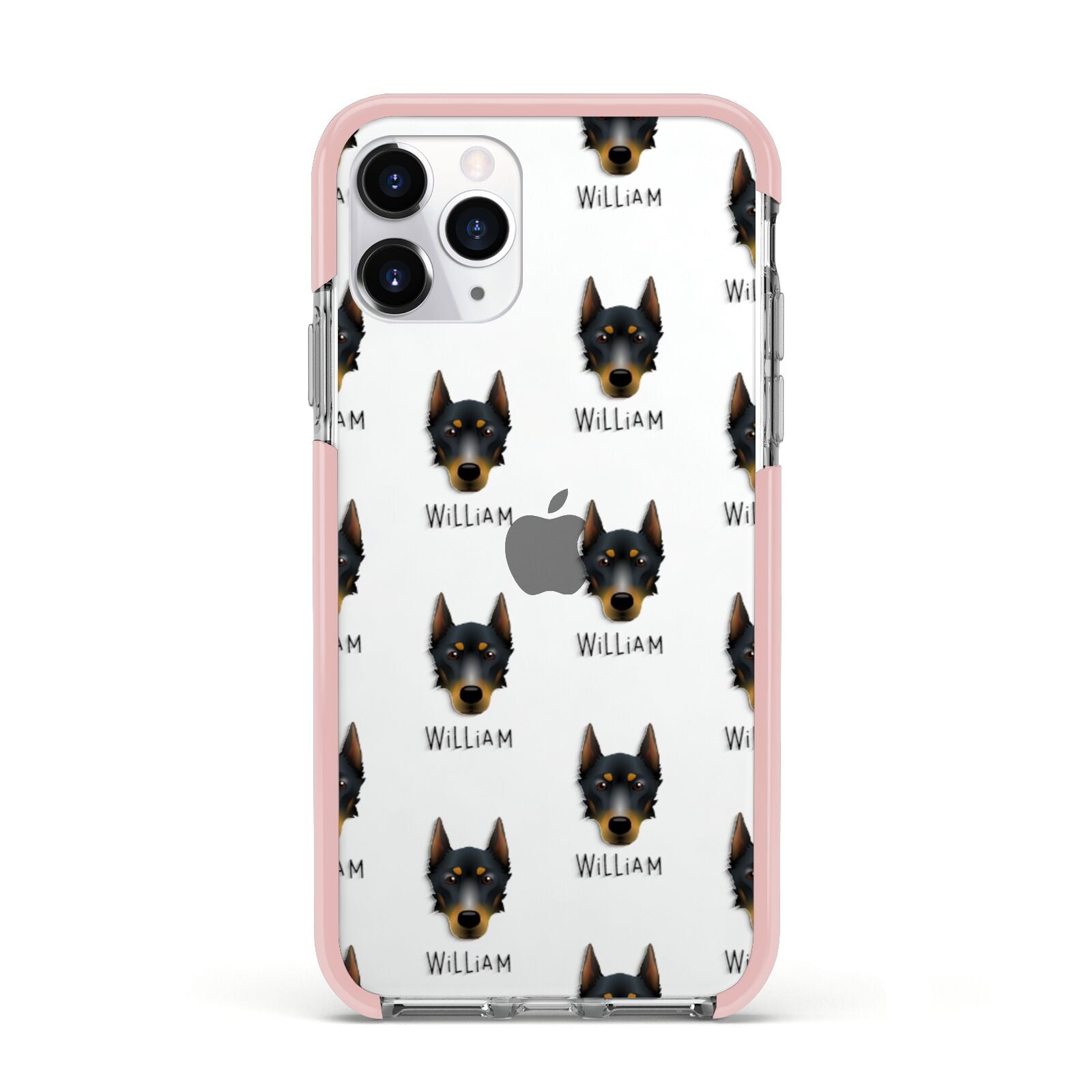 Beauceron Icon with Name Apple iPhone 11 Pro in Silver with Pink Impact Case