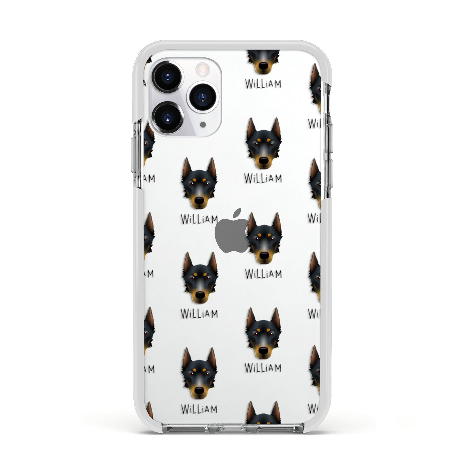 Beauceron Icon with Name Apple iPhone 11 Pro in Silver with White Impact Case