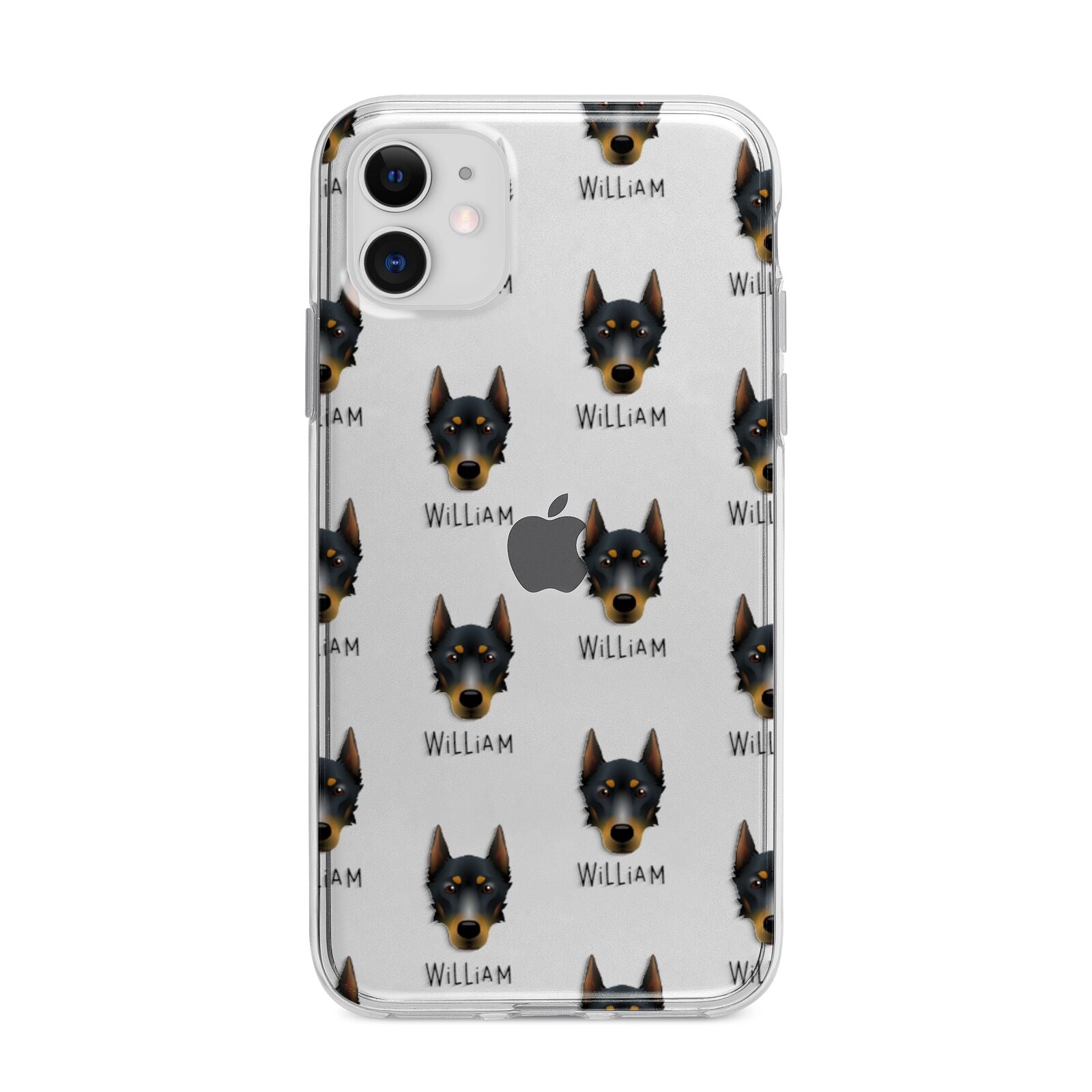 Beauceron Icon with Name Apple iPhone 11 in White with Bumper Case