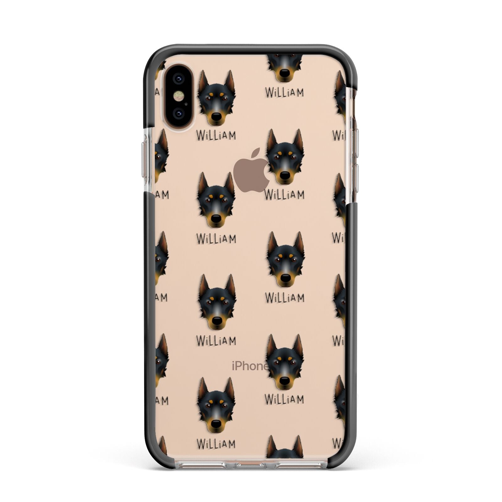 Beauceron Icon with Name Apple iPhone Xs Max Impact Case Black Edge on Gold Phone
