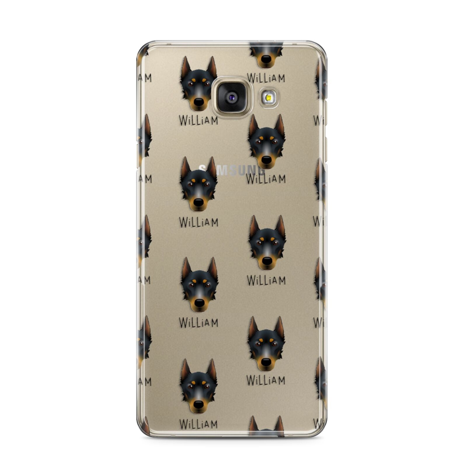 Beauceron Icon with Name Samsung Galaxy A3 2016 Case on gold phone