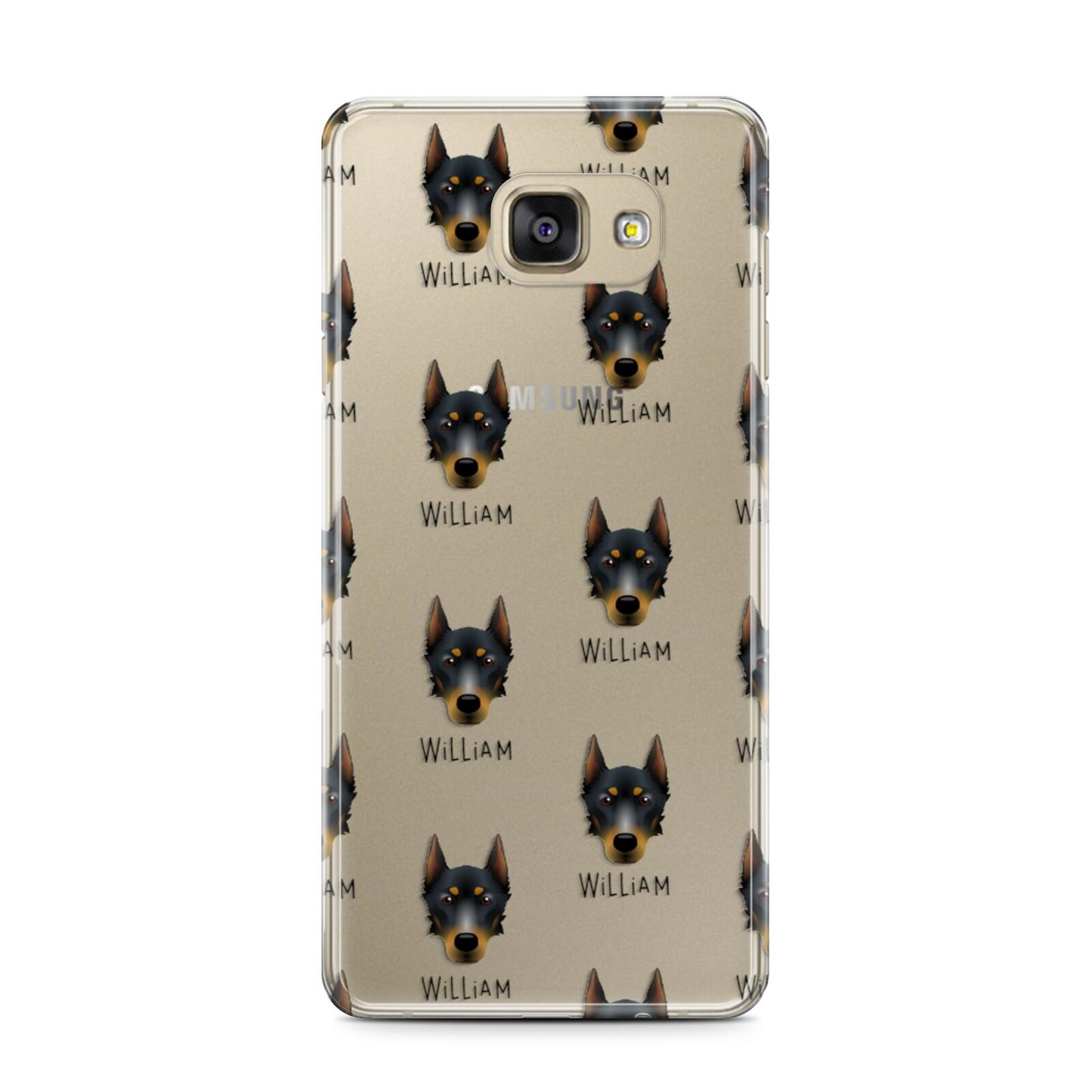 Beauceron Icon with Name Samsung Galaxy A7 2016 Case on gold phone