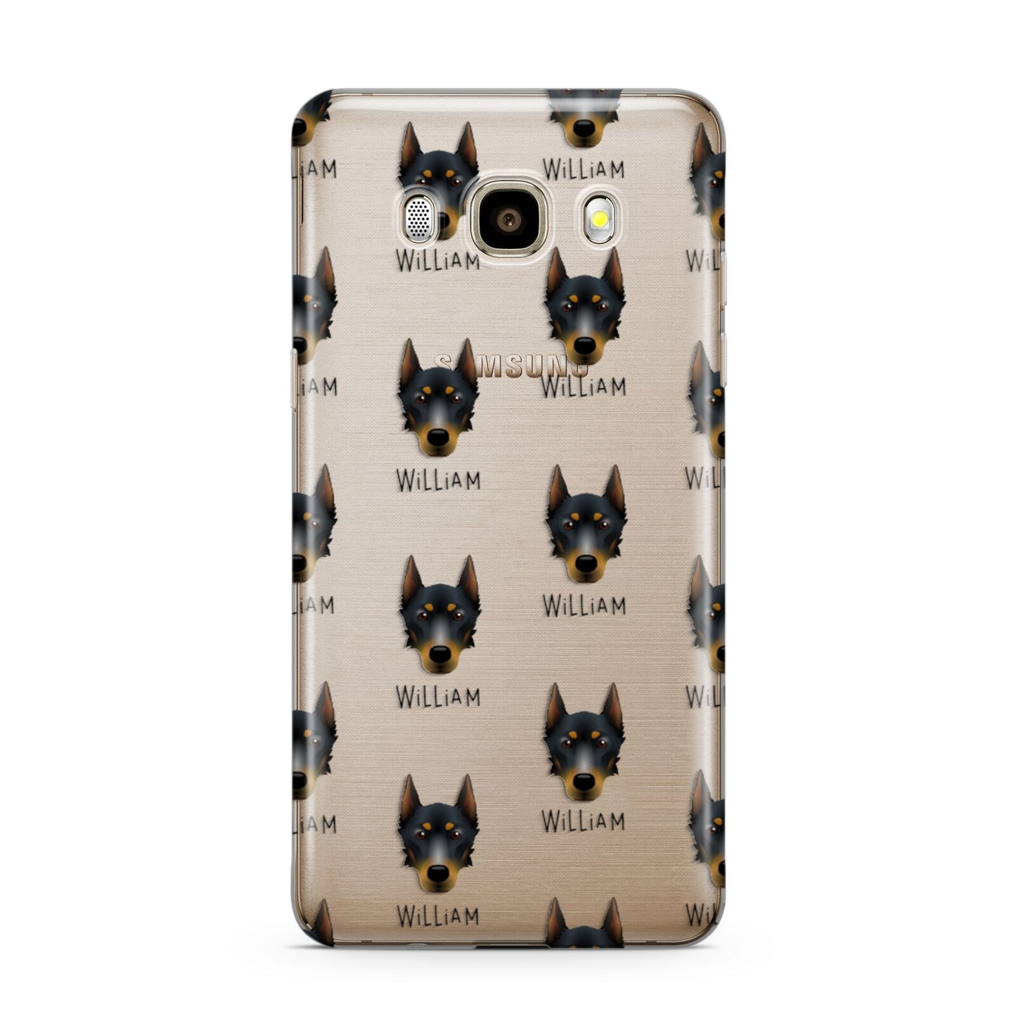 Beauceron Icon with Name Samsung Galaxy J7 2016 Case on gold phone