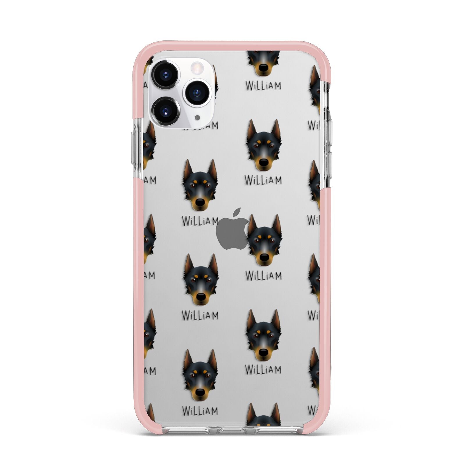 Beauceron Icon with Name iPhone 11 Pro Max Impact Pink Edge Case