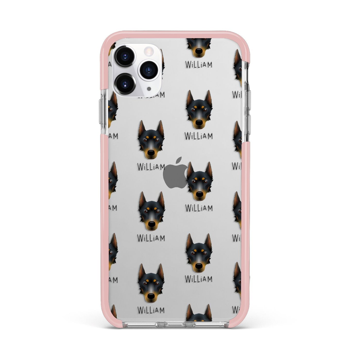 Beauceron Icon with Name iPhone 11 Pro Max Impact Pink Edge Case