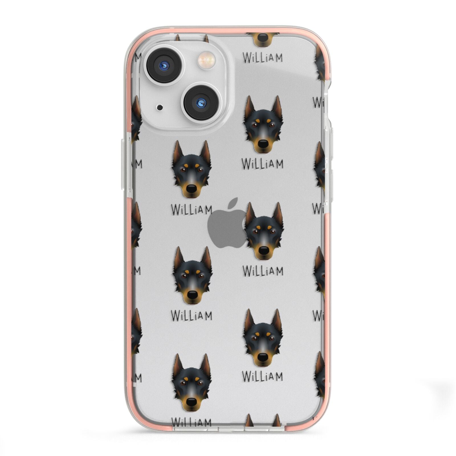 Beauceron Icon with Name iPhone 13 Mini TPU Impact Case with Pink Edges