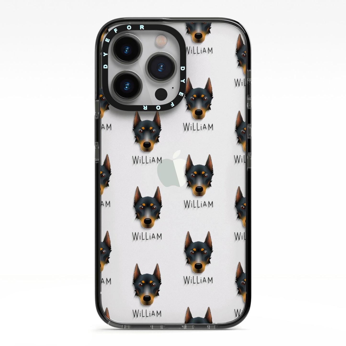 Beauceron Icon with Name iPhone 13 Pro Black Impact Case on Silver phone