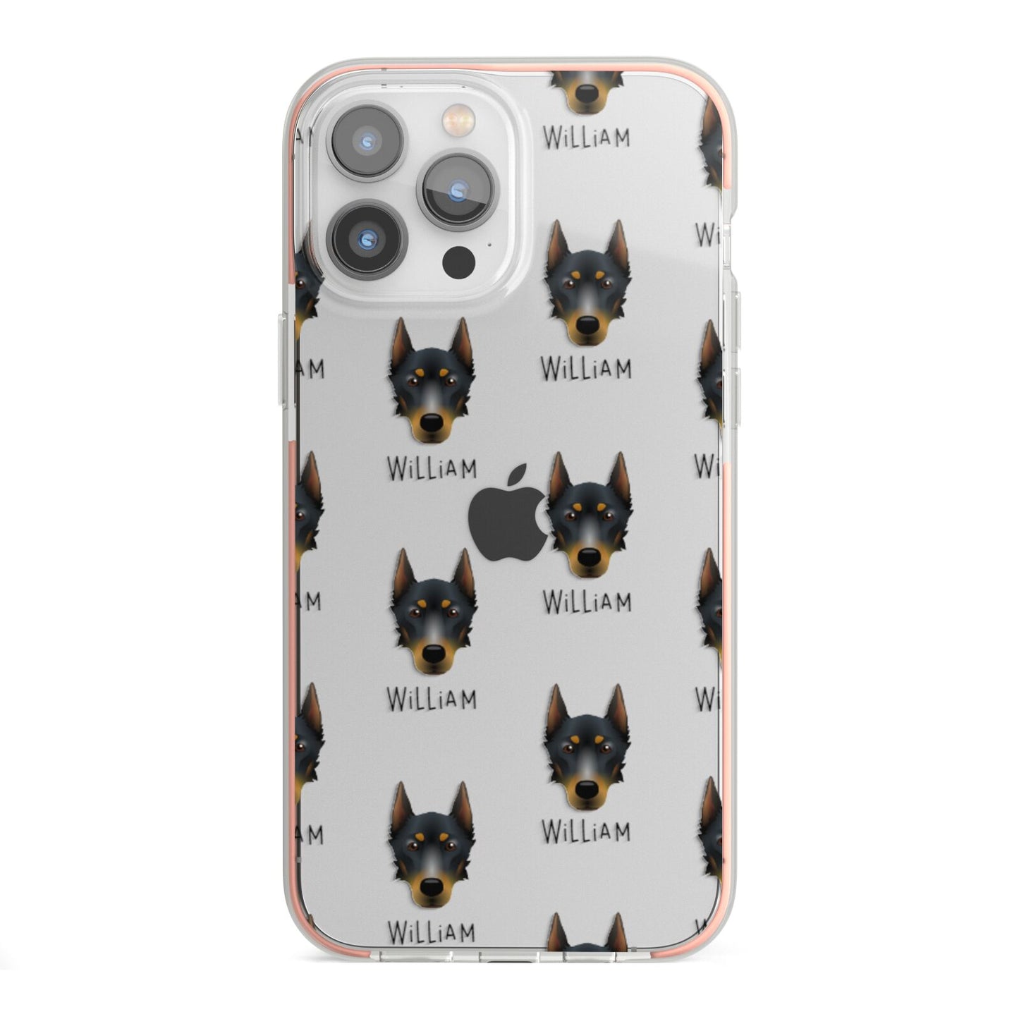 Beauceron Icon with Name iPhone 13 Pro Max TPU Impact Case with Pink Edges