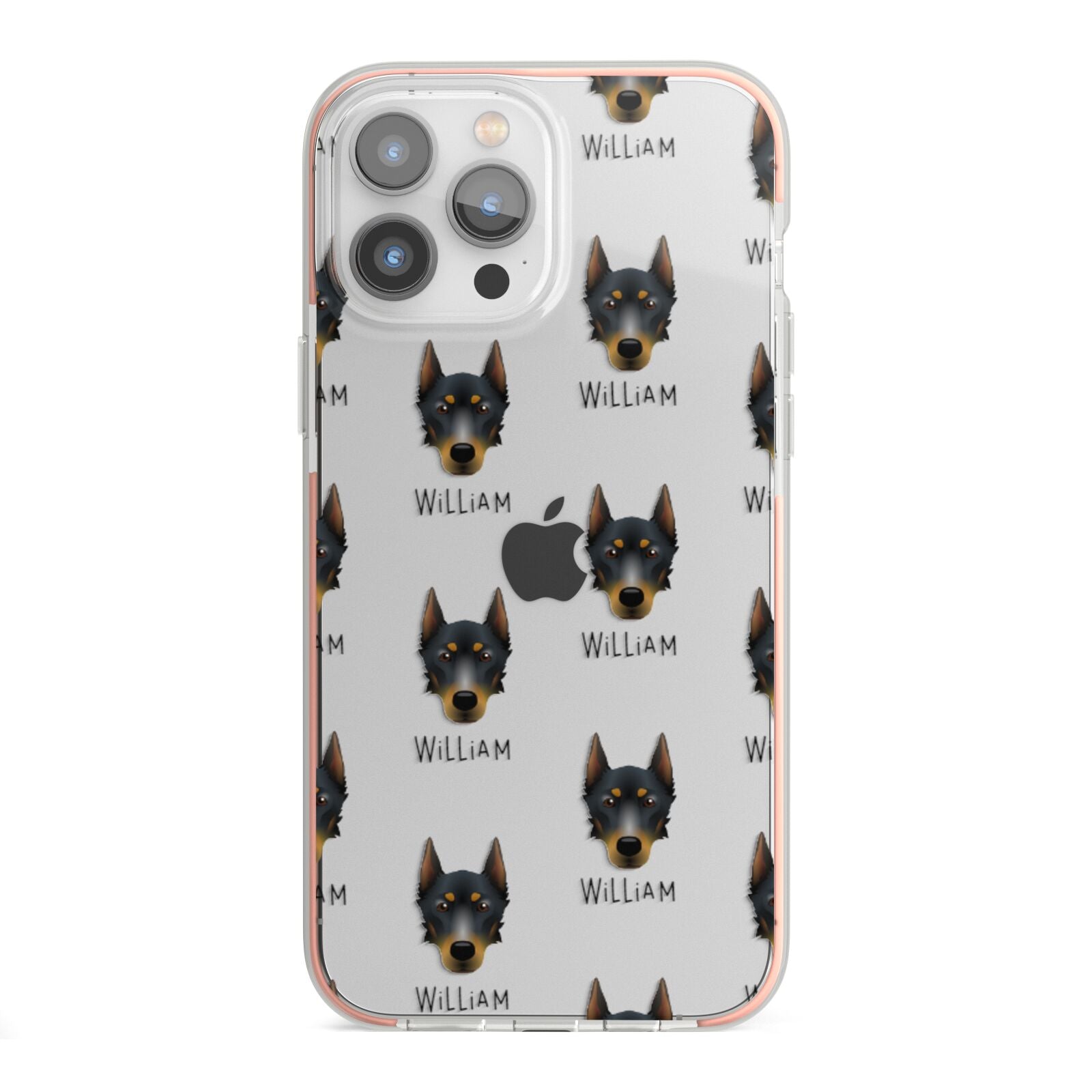 Beauceron Icon with Name iPhone 13 Pro Max TPU Impact Case with Pink Edges