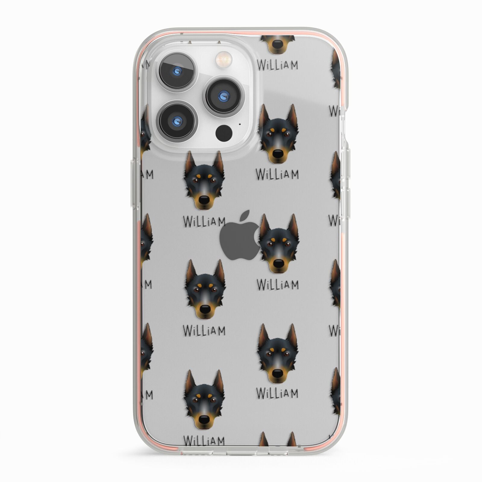 Beauceron Icon with Name iPhone 13 Pro TPU Impact Case with Pink Edges