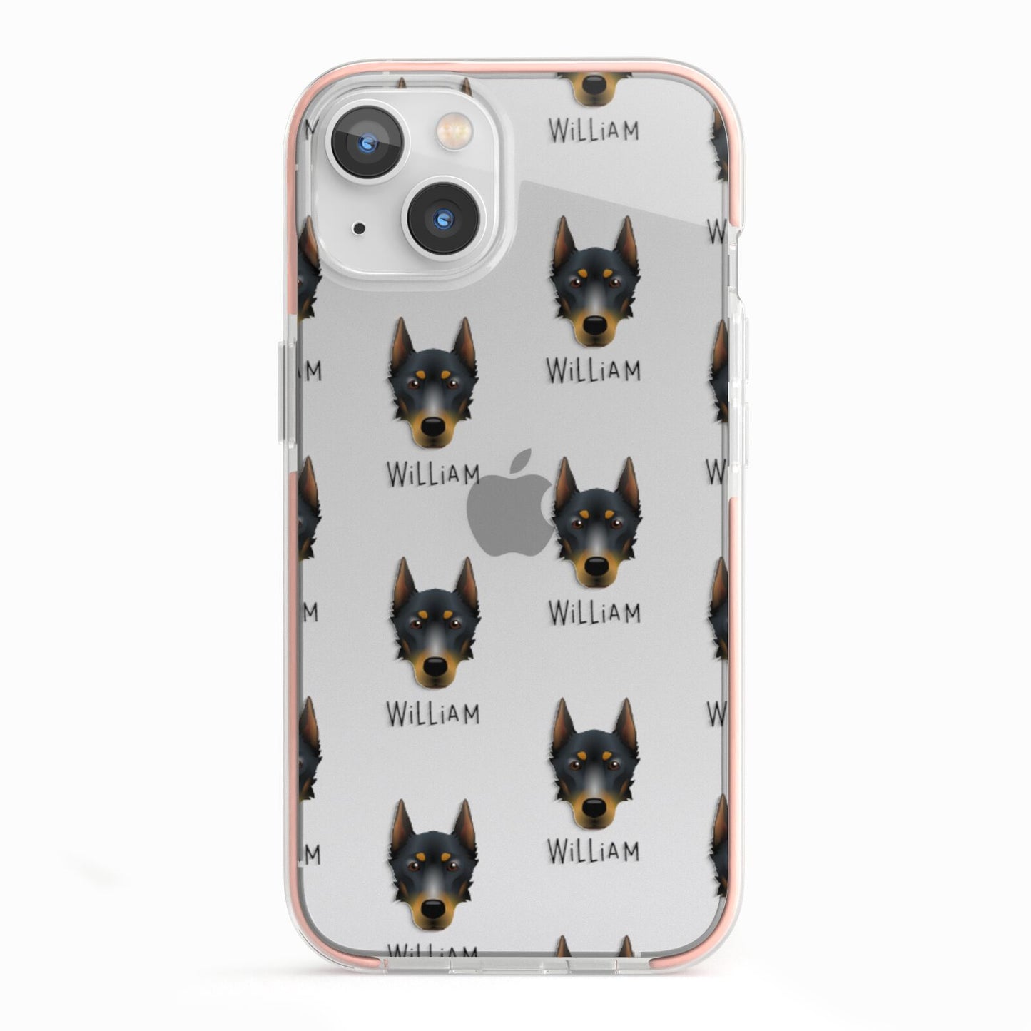 Beauceron Icon with Name iPhone 13 TPU Impact Case with Pink Edges