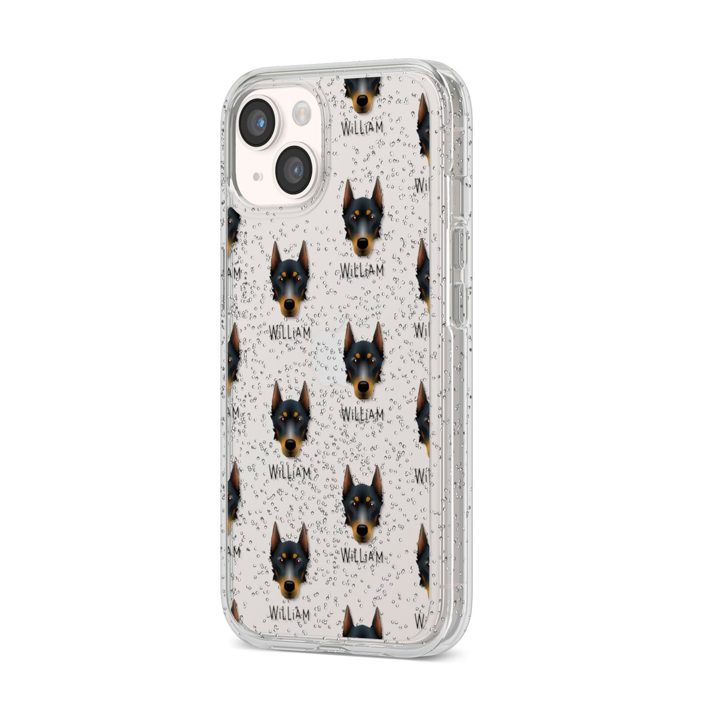 Beauceron Icon with Name iPhone 14 Glitter Tough Case Starlight Angled Image