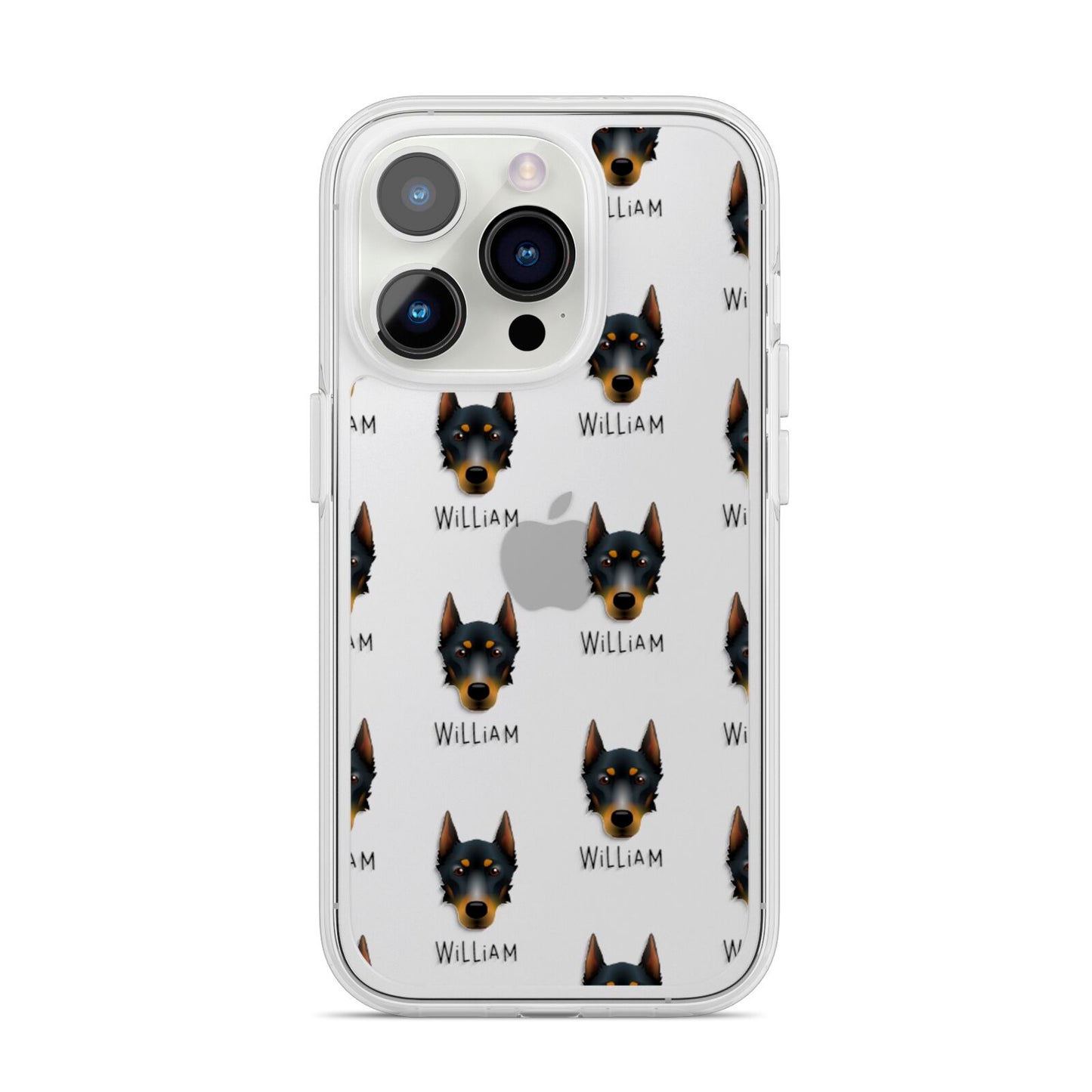 Beauceron Icon with Name iPhone 14 Pro Clear Tough Case Silver