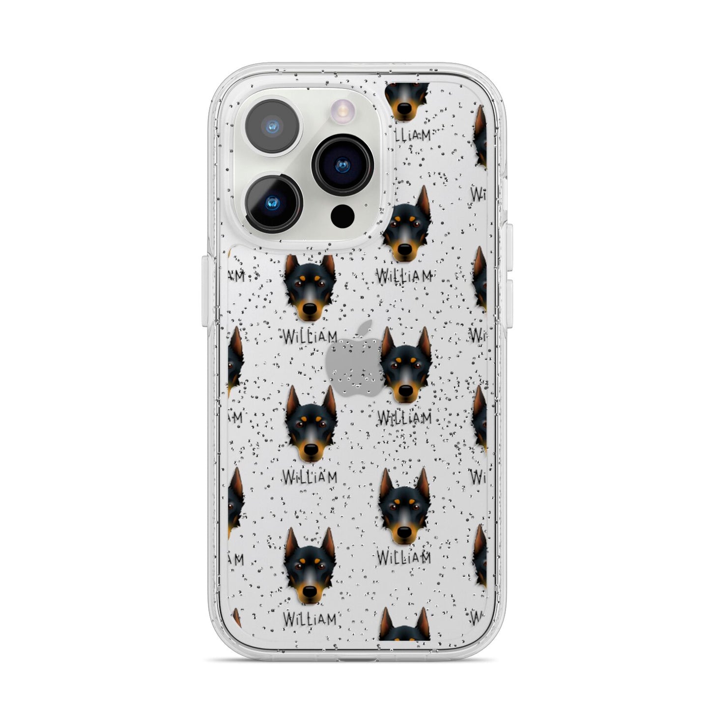 Beauceron Icon with Name iPhone 14 Pro Glitter Tough Case Silver