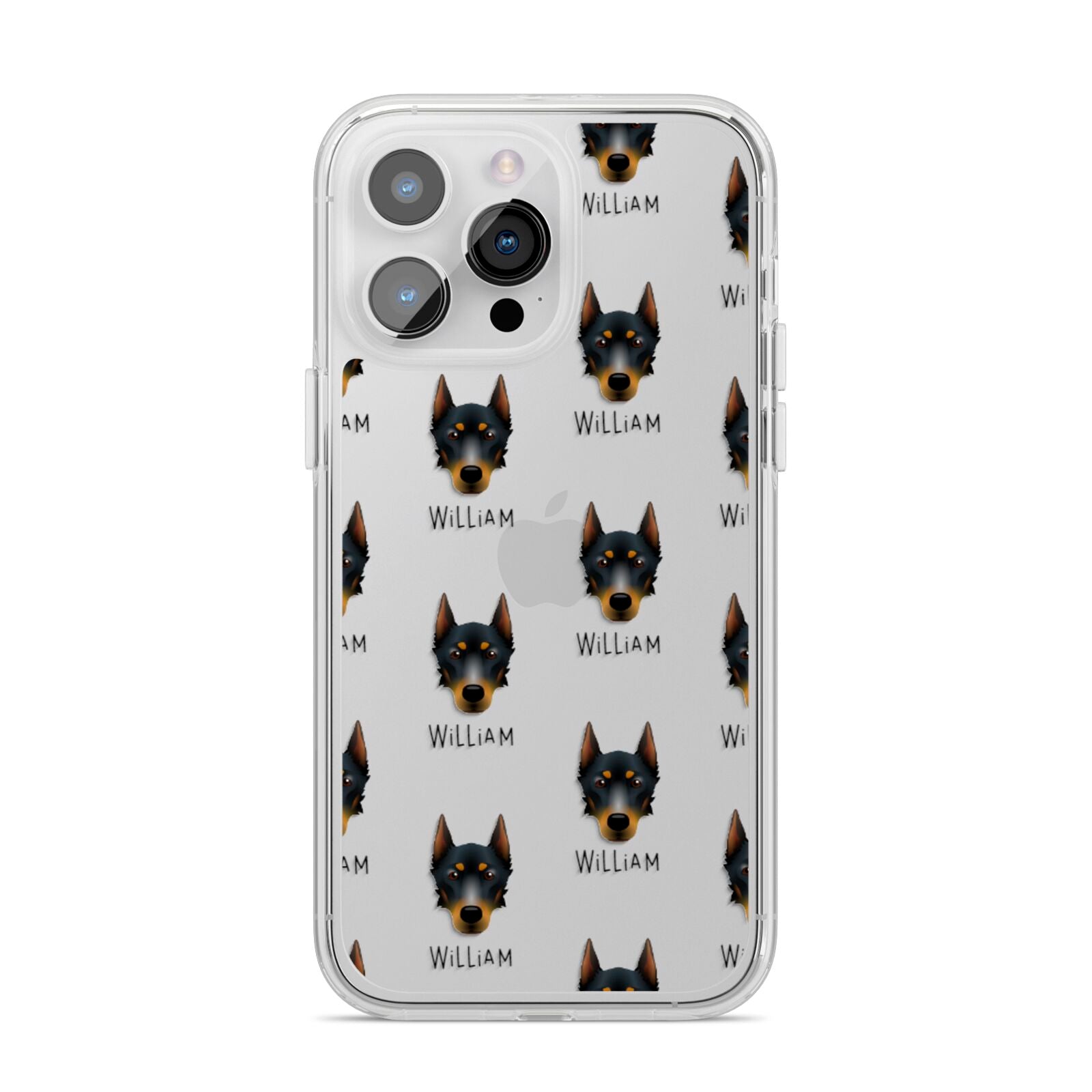 Beauceron Icon with Name iPhone 14 Pro Max Clear Tough Case Silver