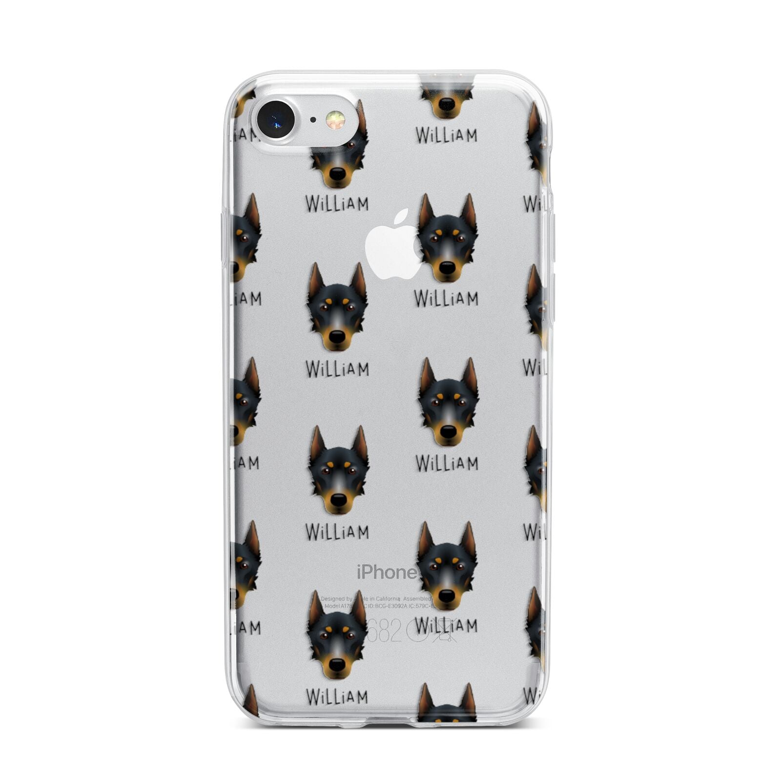 Beauceron Icon with Name iPhone 7 Bumper Case on Silver iPhone