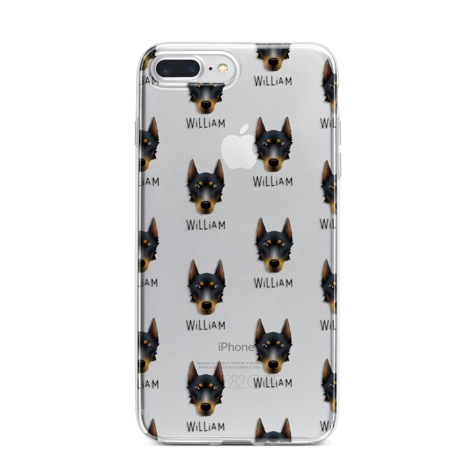 Beauceron Icon with Name iPhone 7 Plus Bumper Case on Silver iPhone