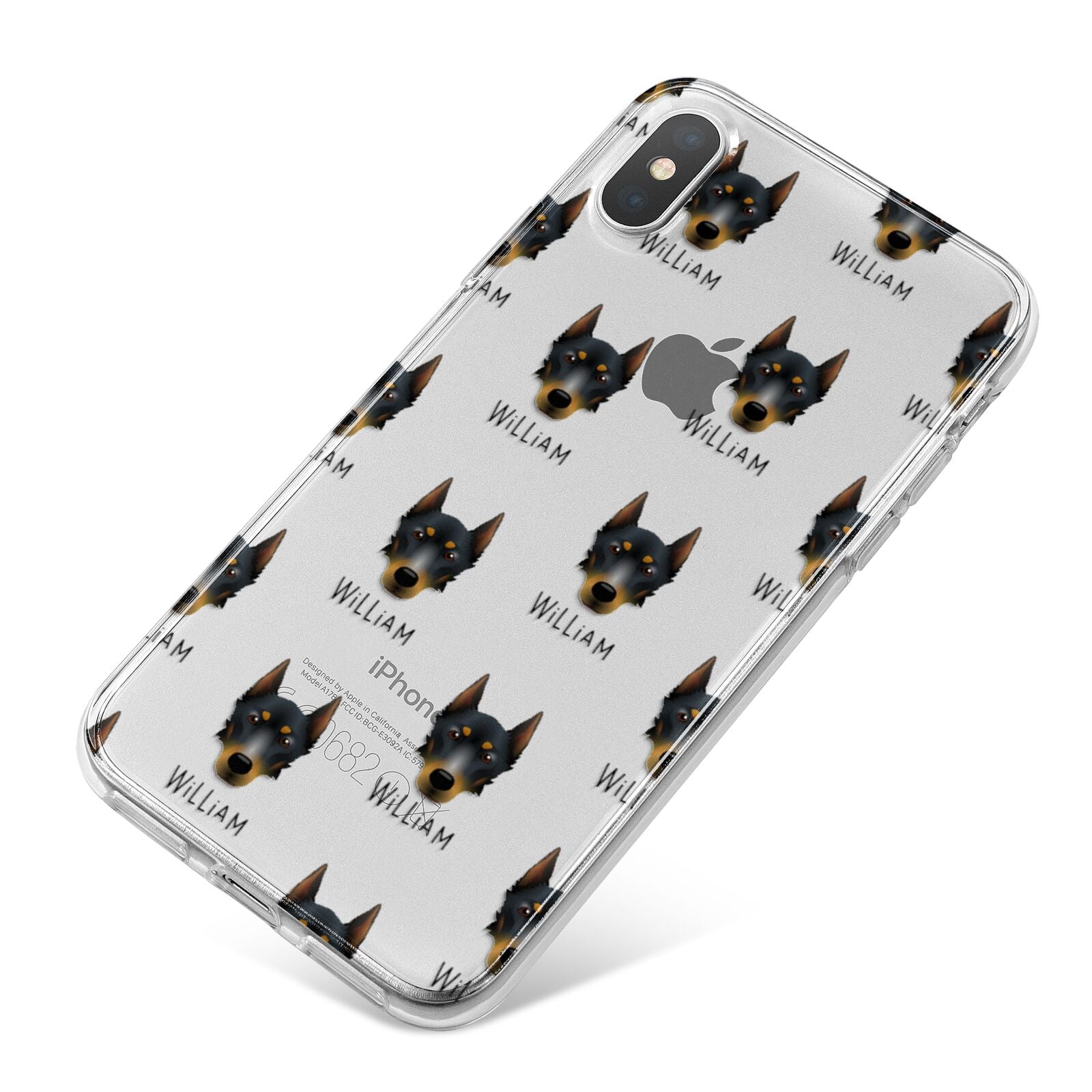 Beauceron Icon with Name iPhone X Bumper Case on Silver iPhone