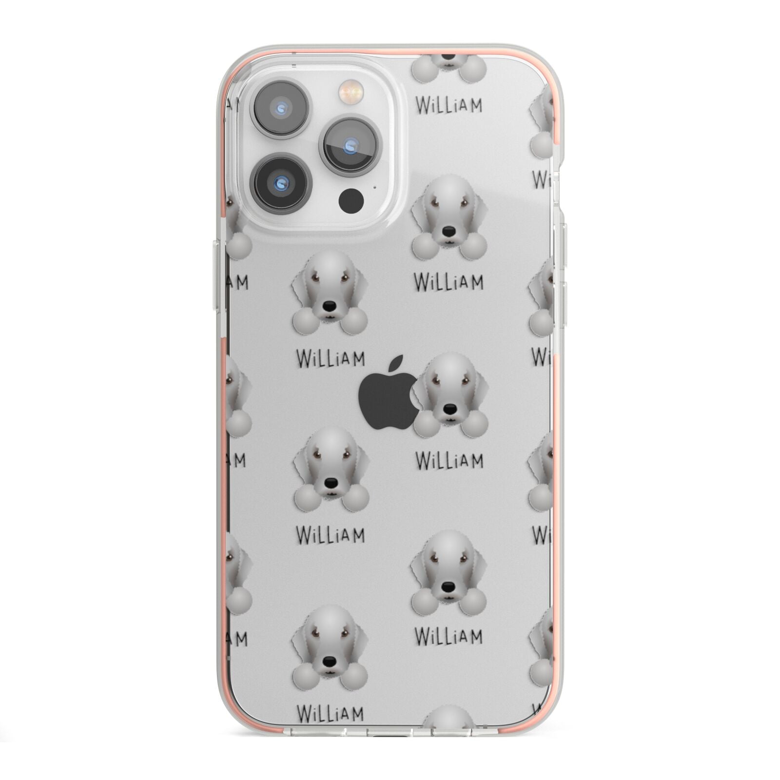 Bedlington Terrier Icon with Name iPhone 13 Pro Max TPU Impact Case with Pink Edges