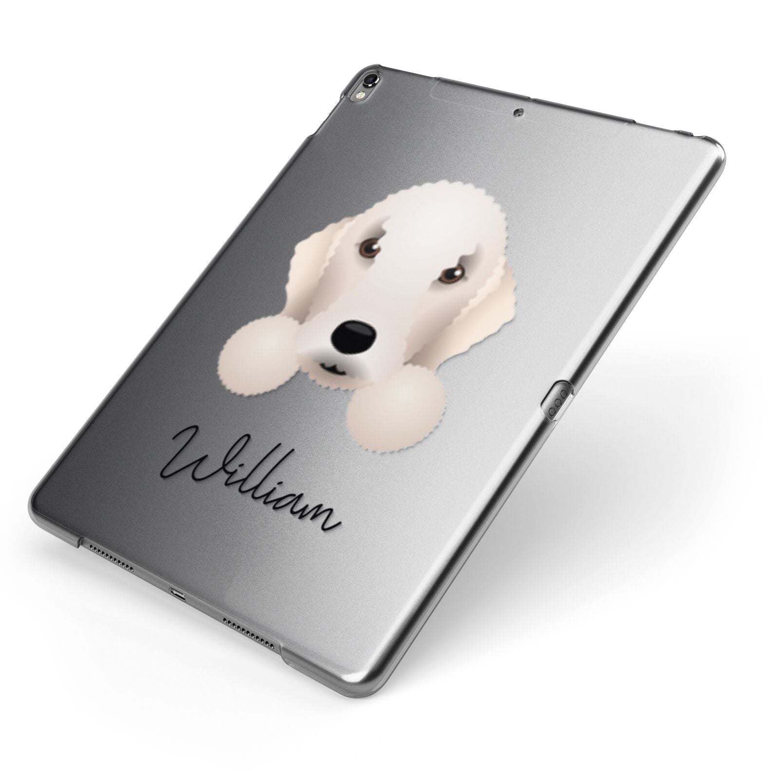 Bedlington Terrier Personalised Apple iPad Case on Grey iPad Side View