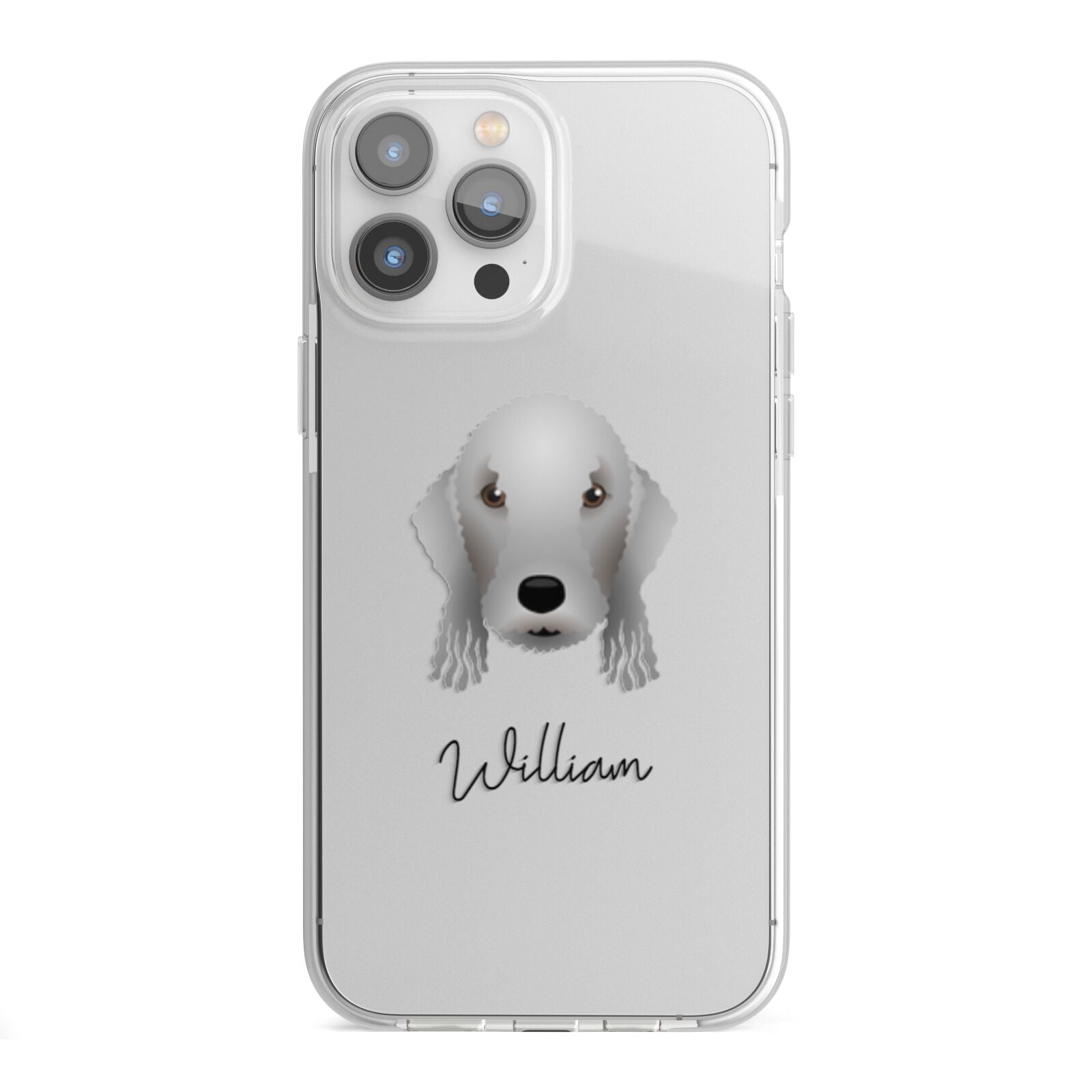 Bedlington Terrier Personalised iPhone 13 Pro Max TPU Impact Case with White Edges