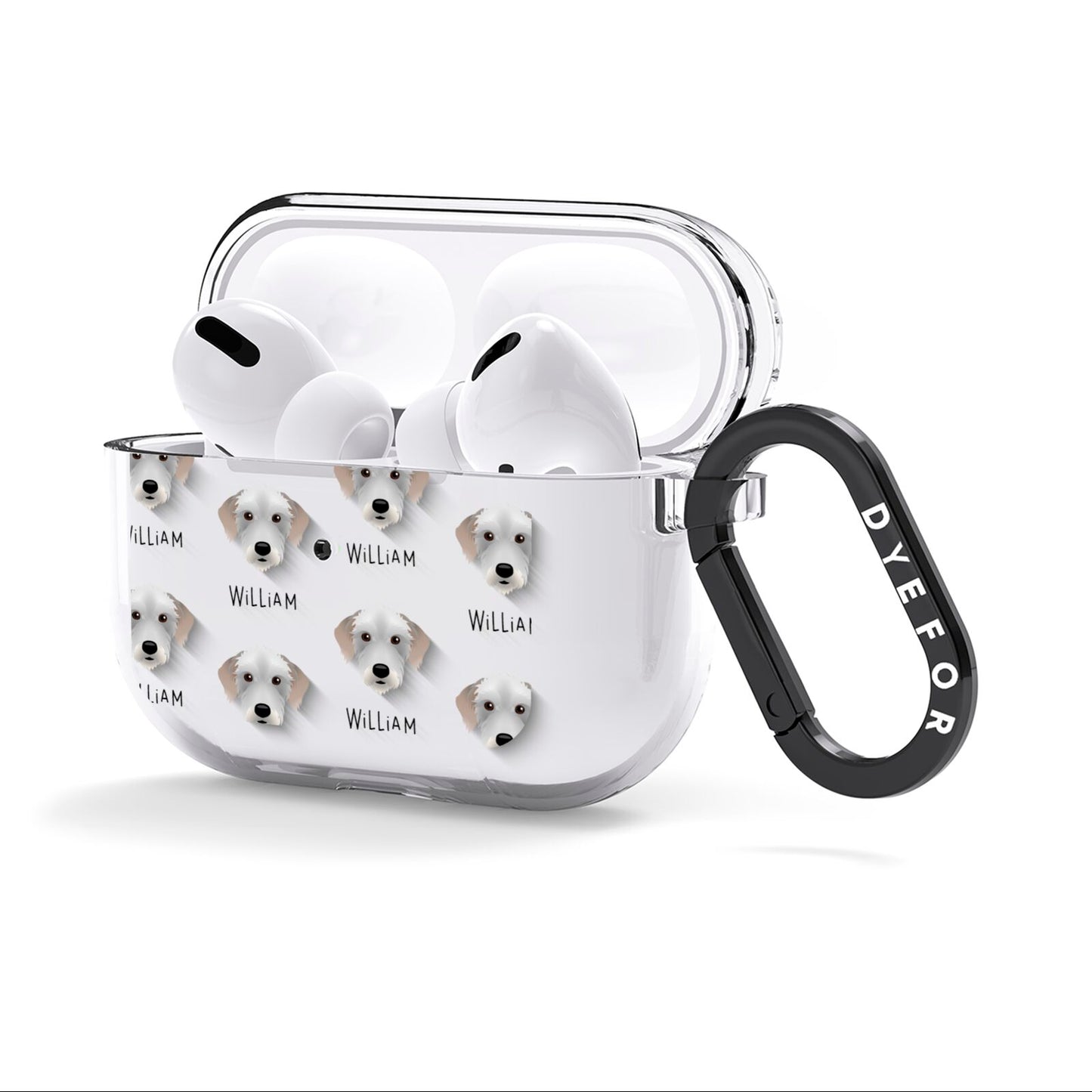 Bedlington Whippet Icon with Name AirPods Clear Case 3rd Gen Side Image