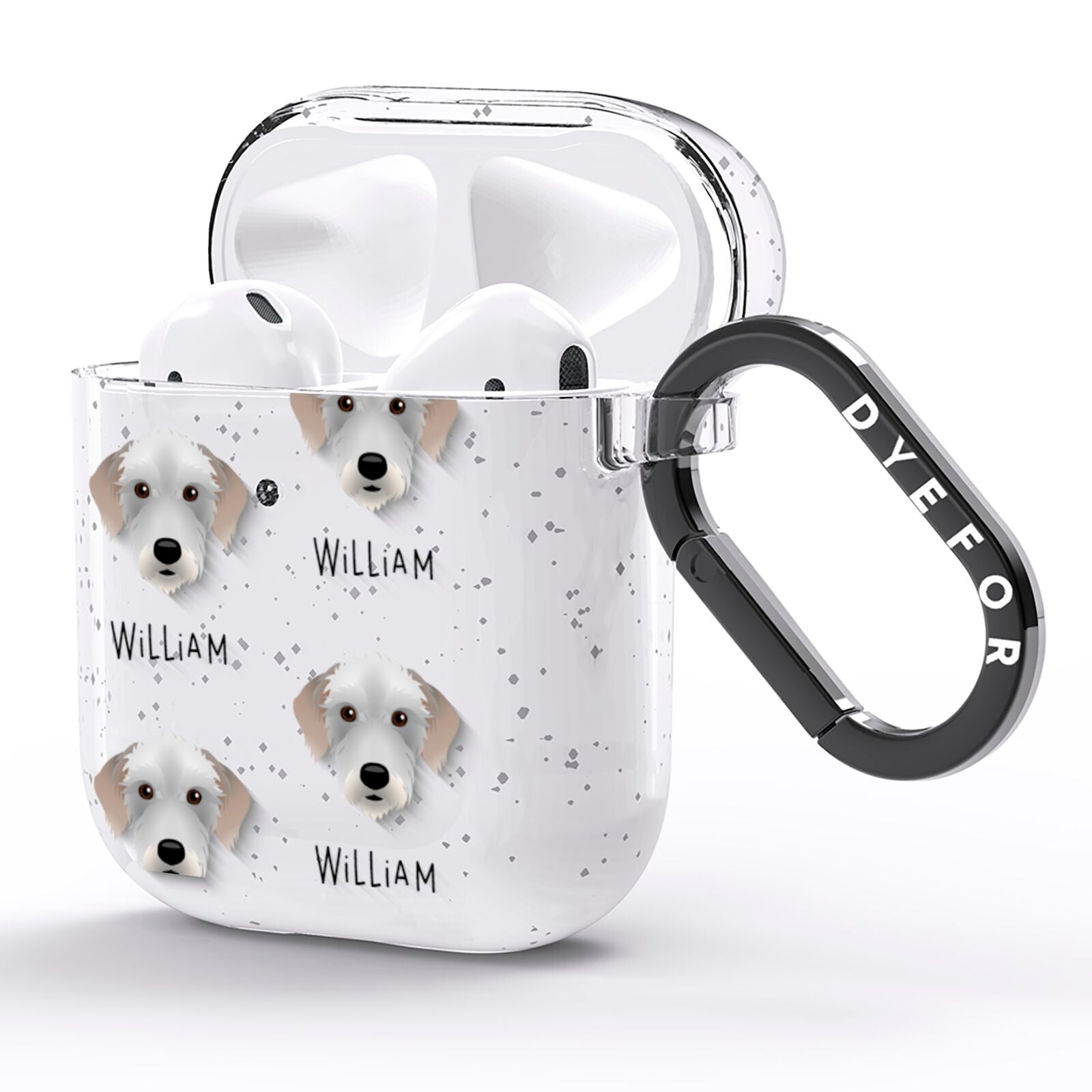 Bedlington Whippet Icon with Name AirPods Glitter Case Side Image