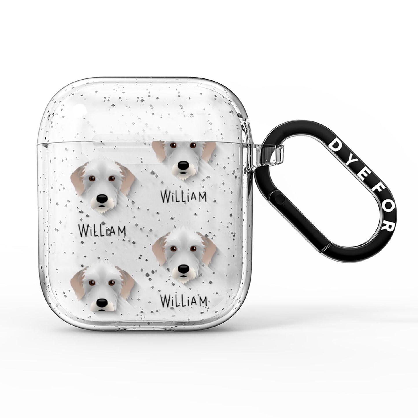 Bedlington Whippet Icon with Name AirPods Glitter Case