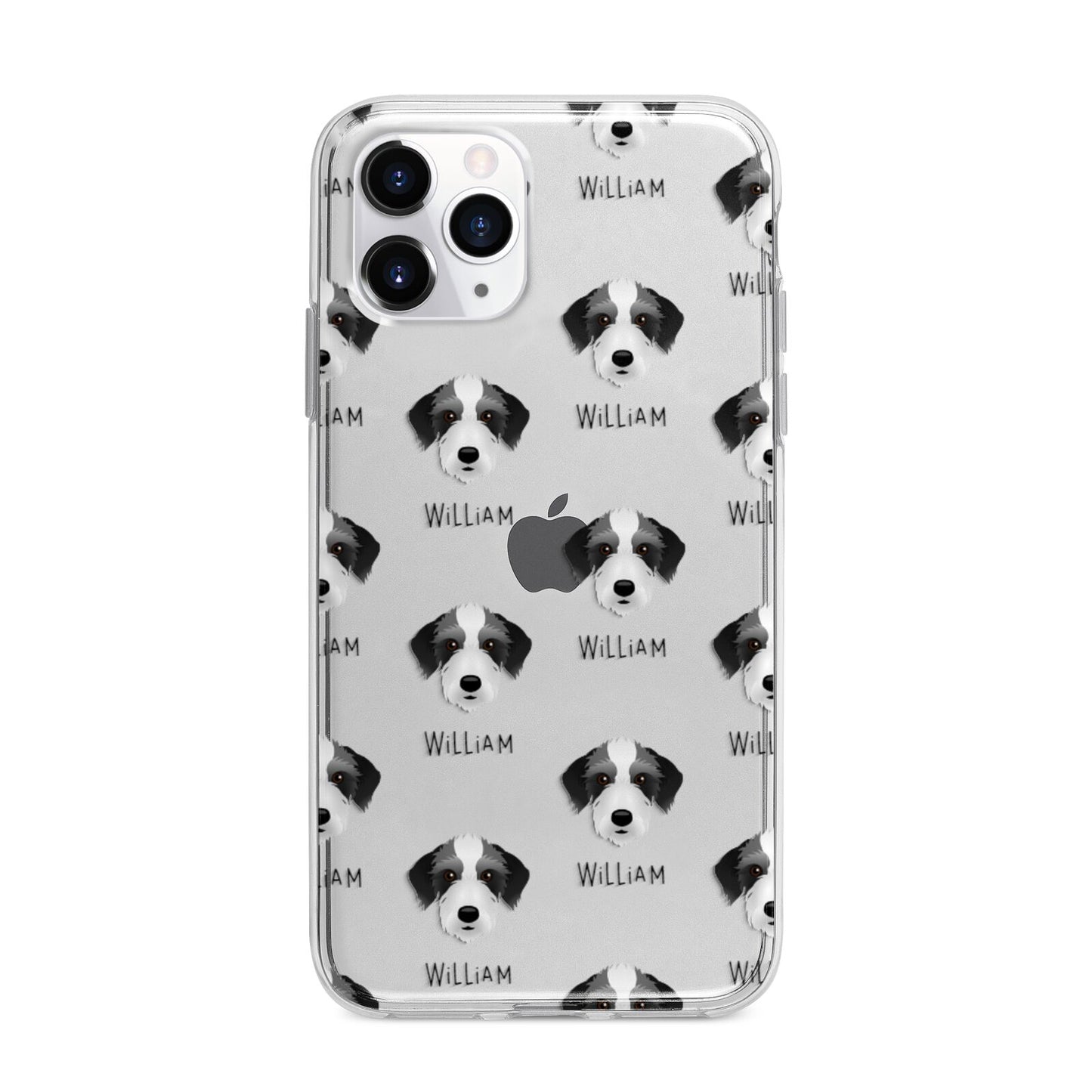 Bedlington Whippet Icon with Name Apple iPhone 11 Pro Max in Silver with Bumper Case