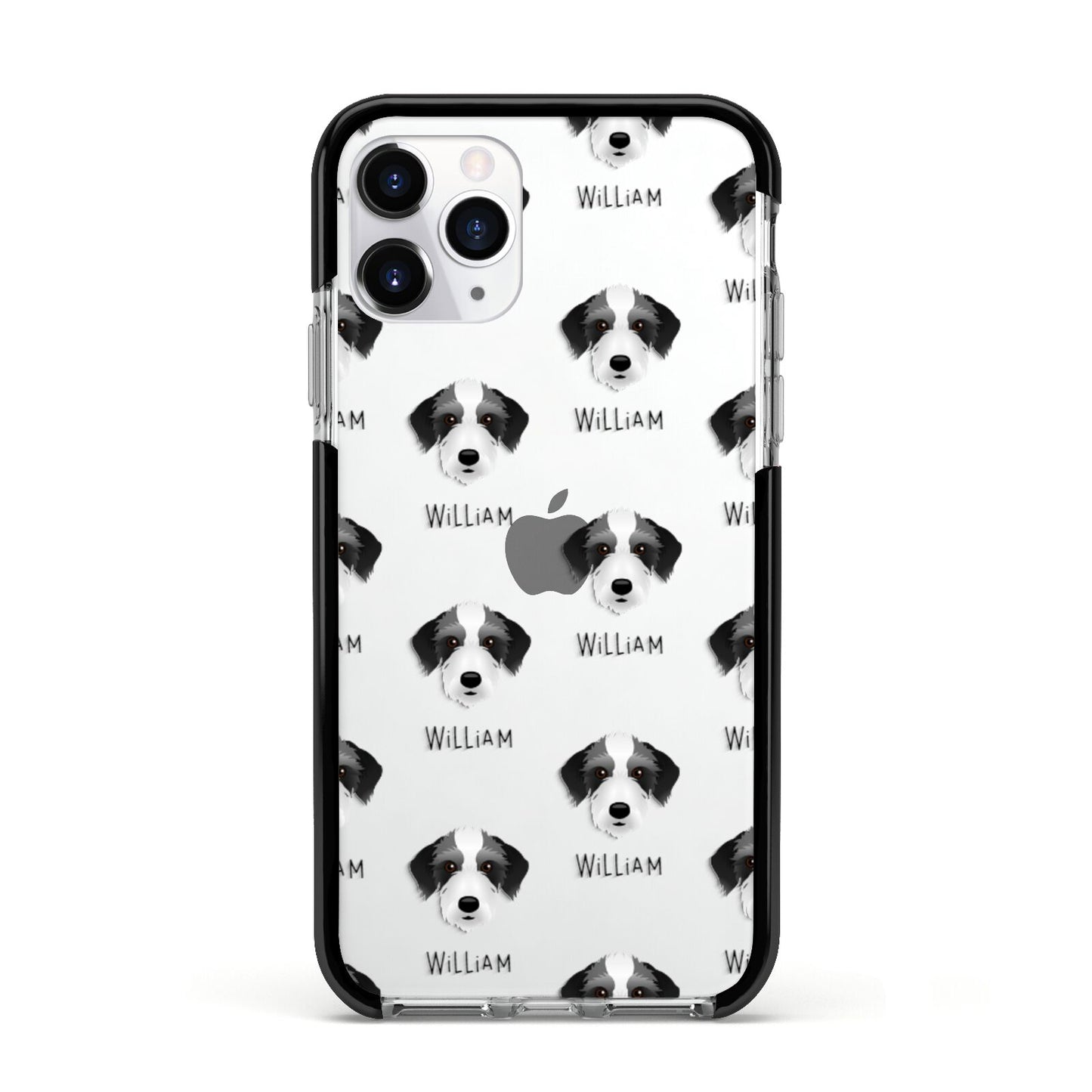 Bedlington Whippet Icon with Name Apple iPhone 11 Pro in Silver with Black Impact Case