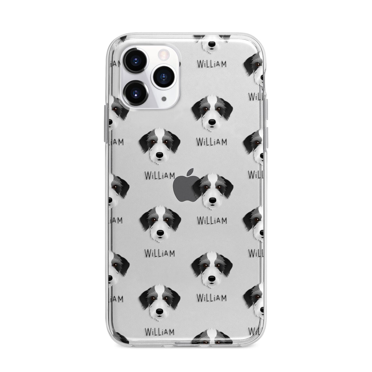 Bedlington Whippet Icon with Name Apple iPhone 11 Pro in Silver with Bumper Case