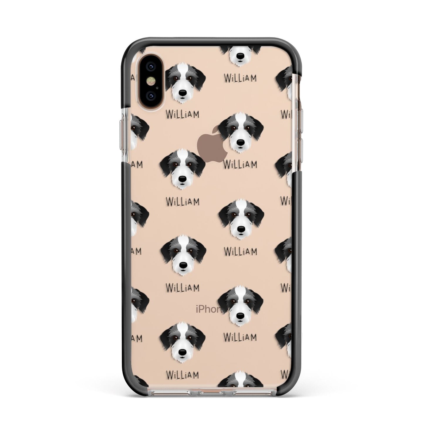 Bedlington Whippet Icon with Name Apple iPhone Xs Max Impact Case Black Edge on Gold Phone