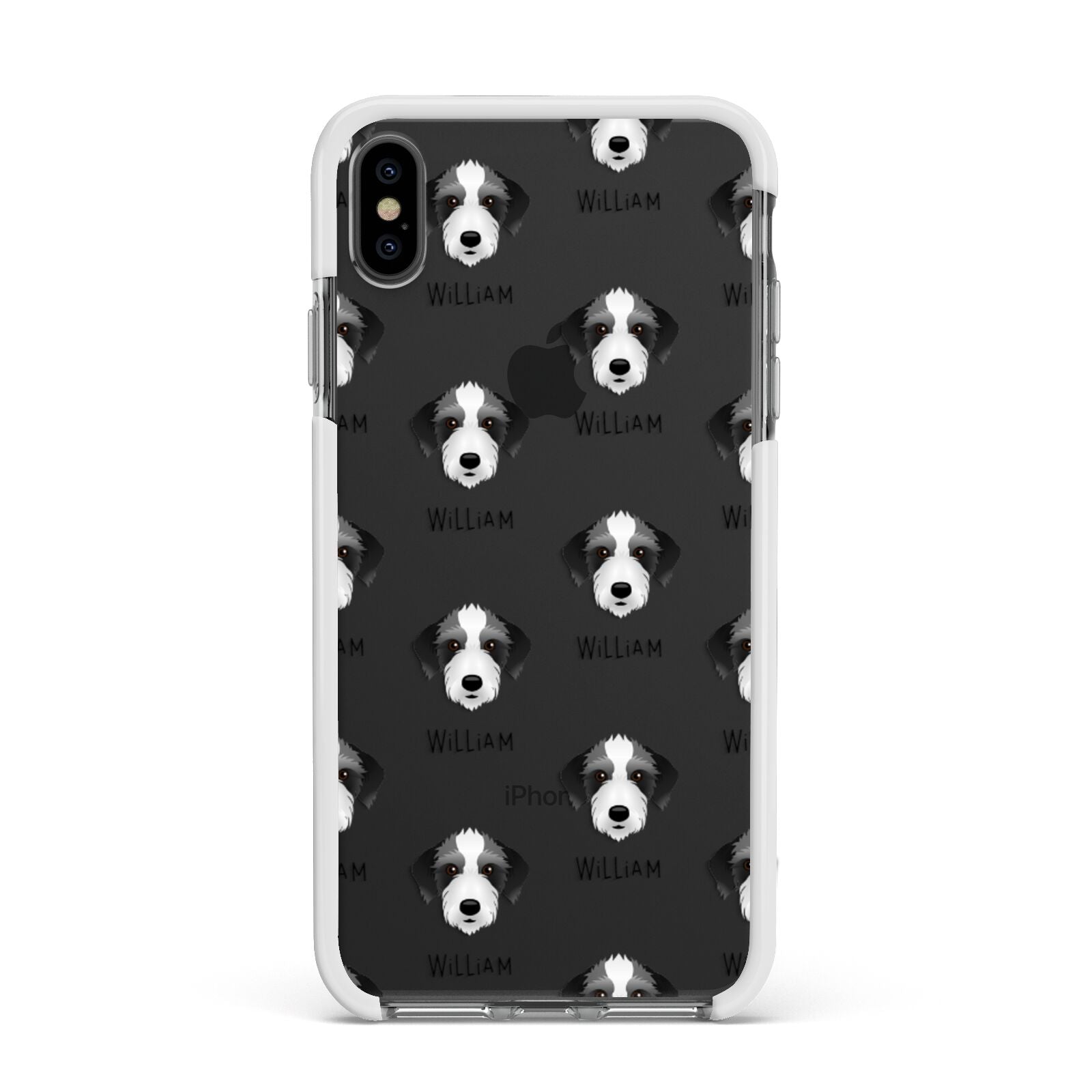 Bedlington Whippet Icon with Name Apple iPhone Xs Max Impact Case White Edge on Black Phone
