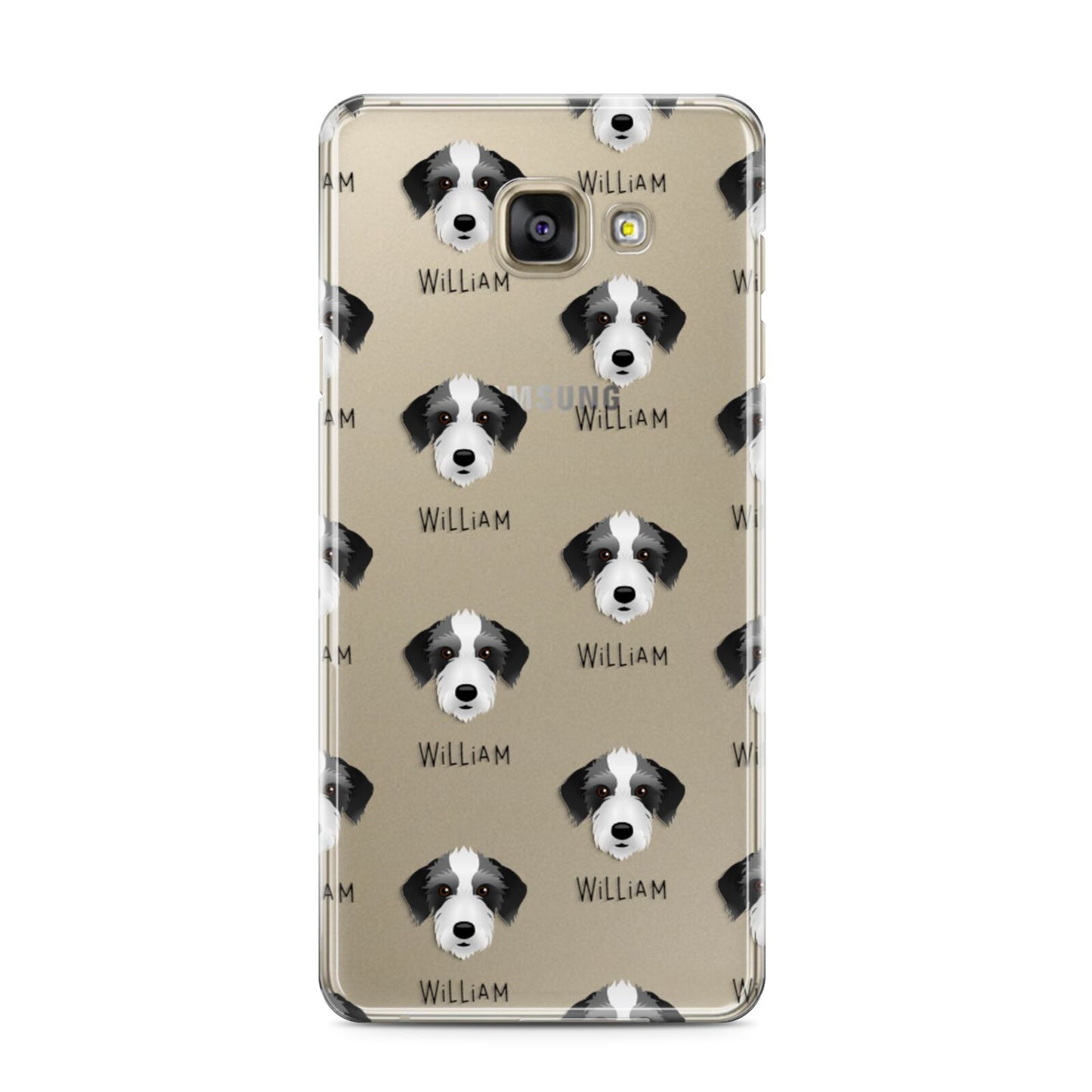 Bedlington Whippet Icon with Name Samsung Galaxy A3 2016 Case on gold phone