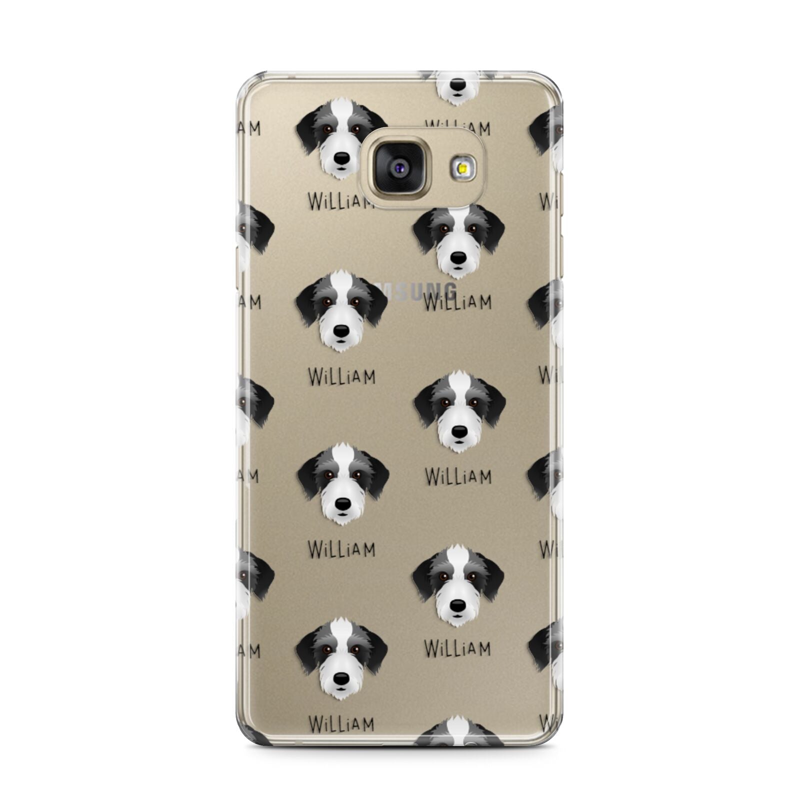 Bedlington Whippet Icon with Name Samsung Galaxy A7 2016 Case on gold phone