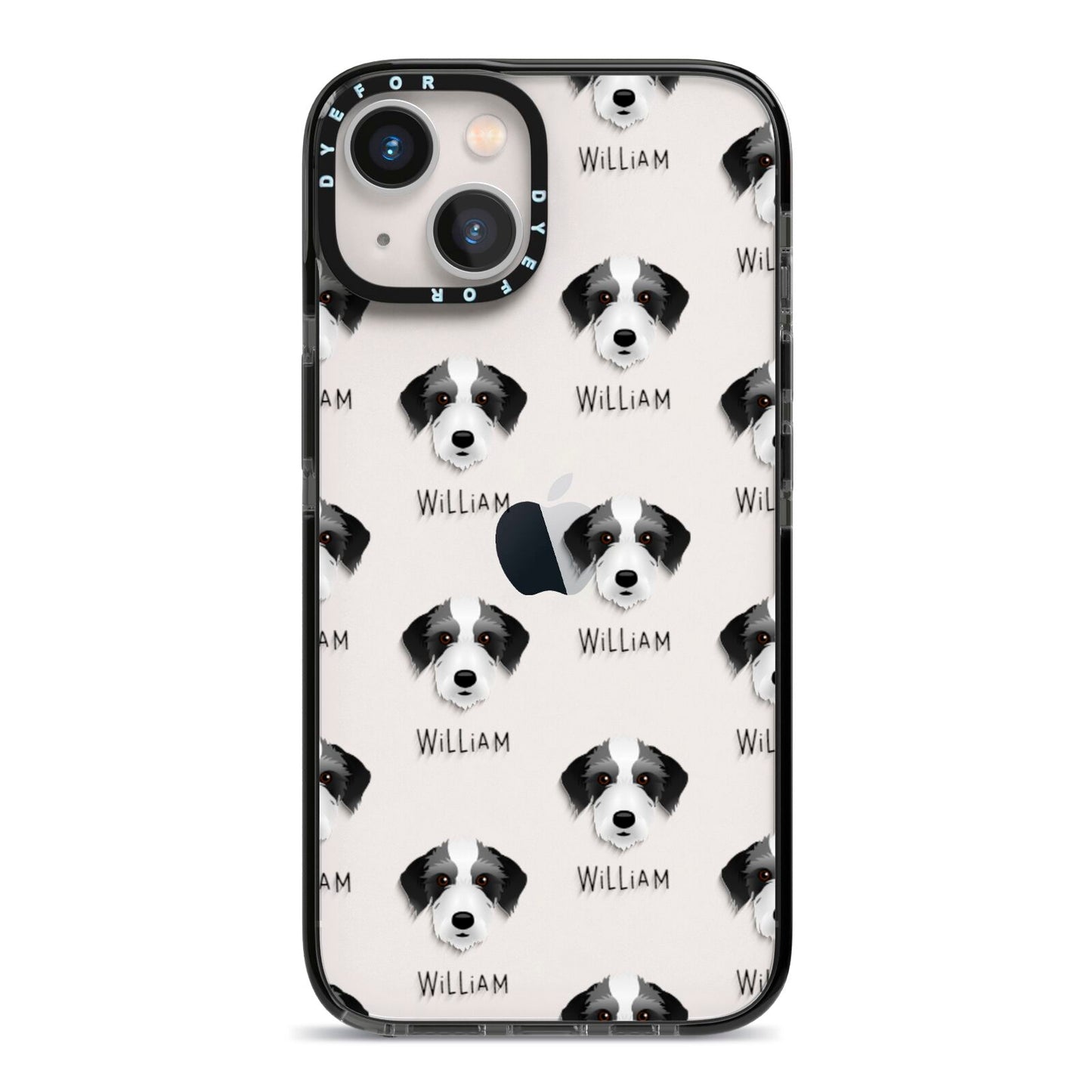 Bedlington Whippet Icon with Name iPhone 13 Black Impact Case on Silver phone