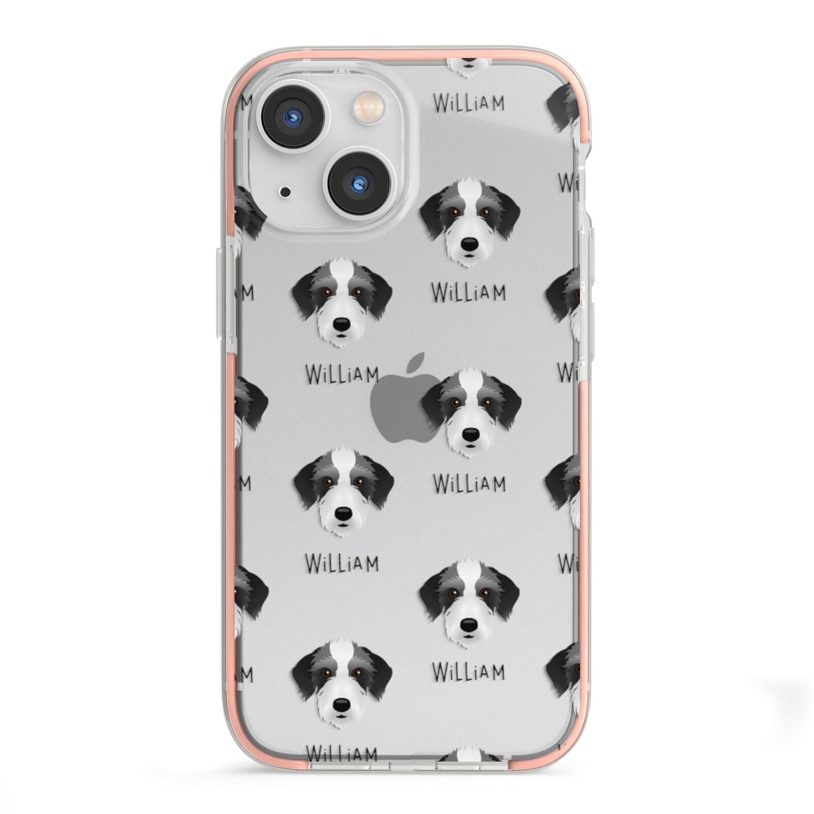 Bedlington Whippet Icon with Name iPhone 13 Mini TPU Impact Case with Pink Edges