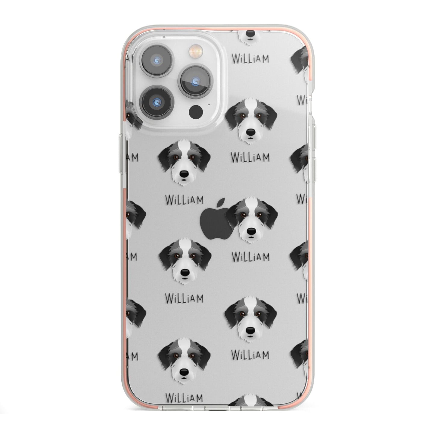 Bedlington Whippet Icon with Name iPhone 13 Pro Max TPU Impact Case with Pink Edges