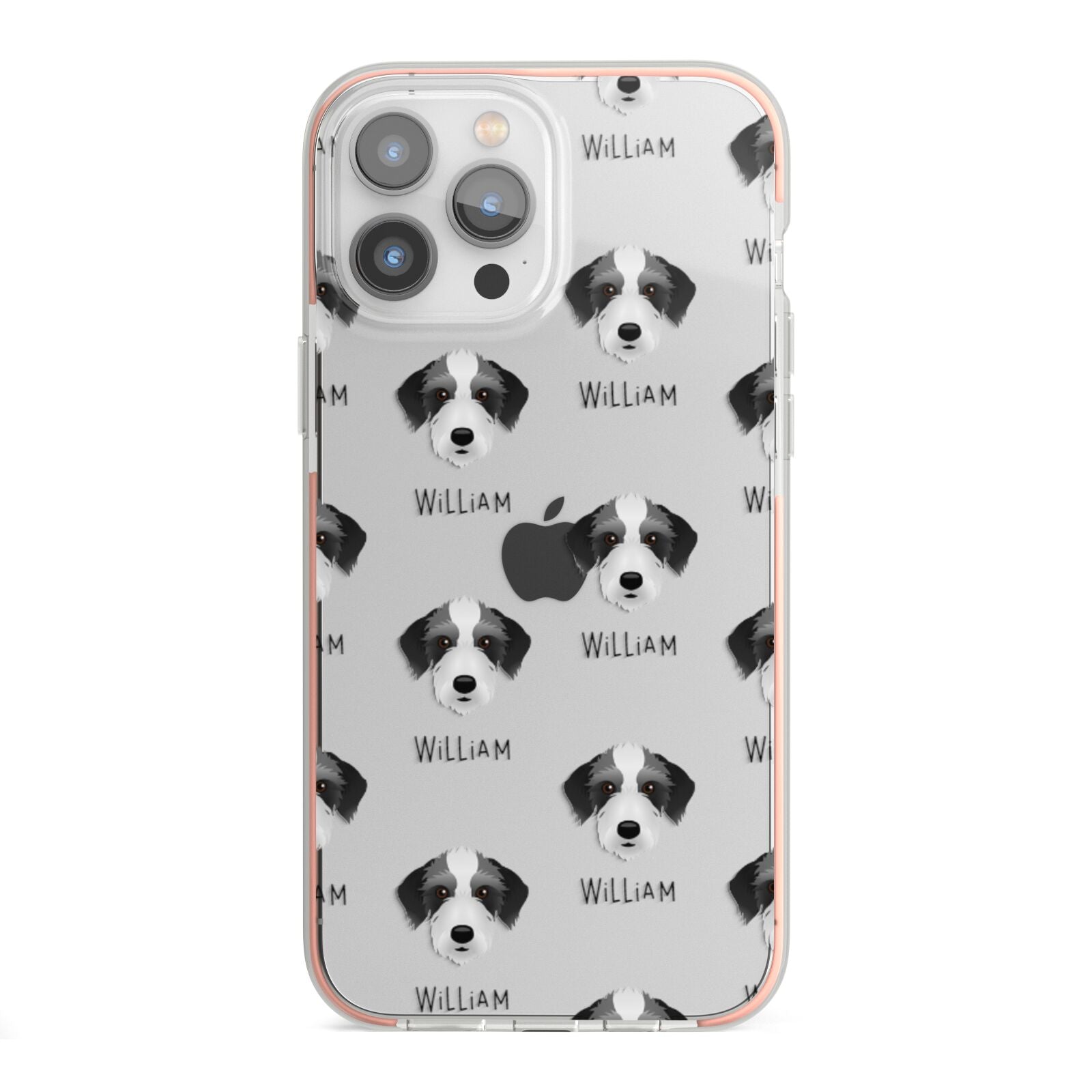 Bedlington Whippet Icon with Name iPhone 13 Pro Max TPU Impact Case with Pink Edges