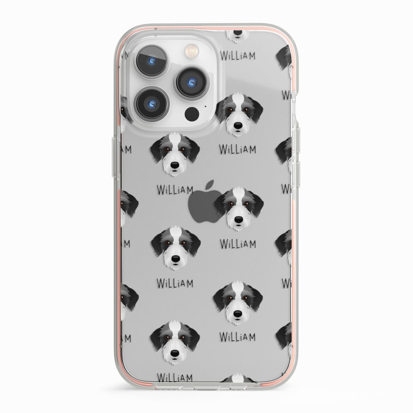Bedlington Whippet Icon with Name iPhone 13 Pro TPU Impact Case with Pink Edges