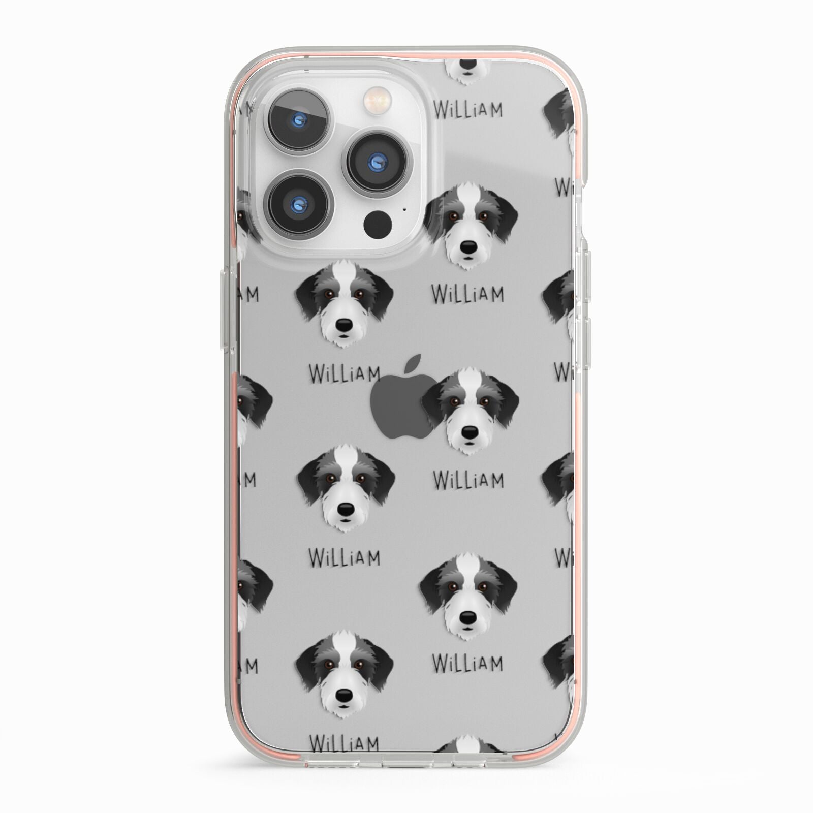 Bedlington Whippet Icon with Name iPhone 13 Pro TPU Impact Case with Pink Edges