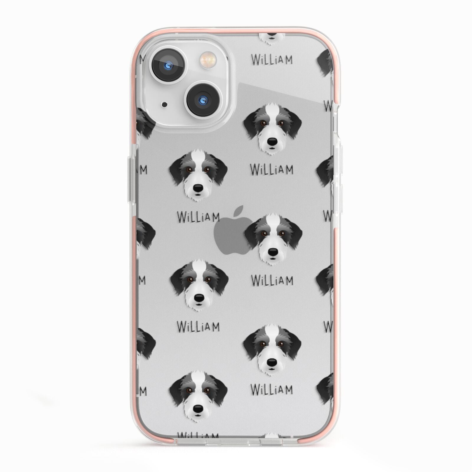 Bedlington Whippet Icon with Name iPhone 13 TPU Impact Case with Pink Edges
