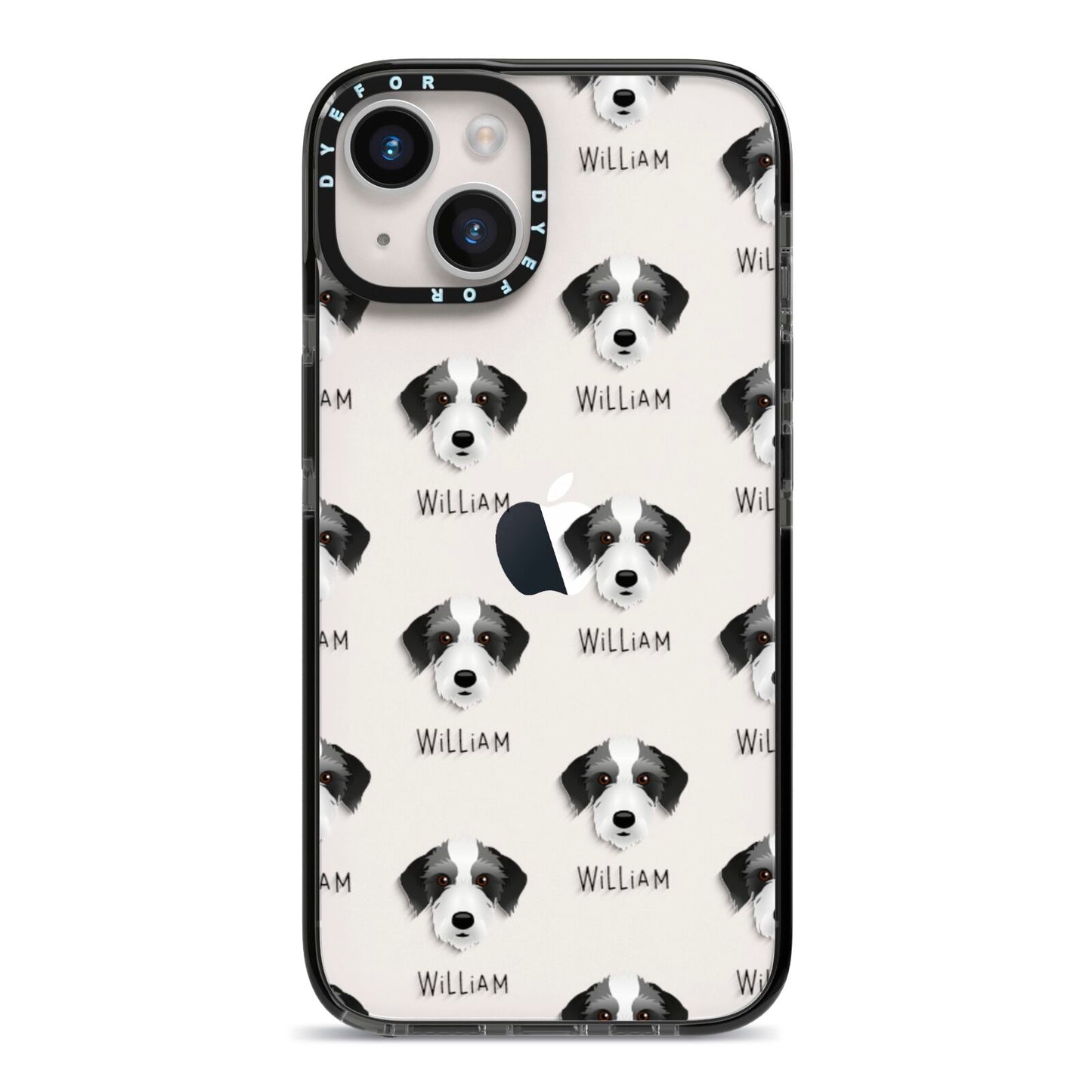 Bedlington Whippet Icon with Name iPhone 14 Black Impact Case on Silver phone