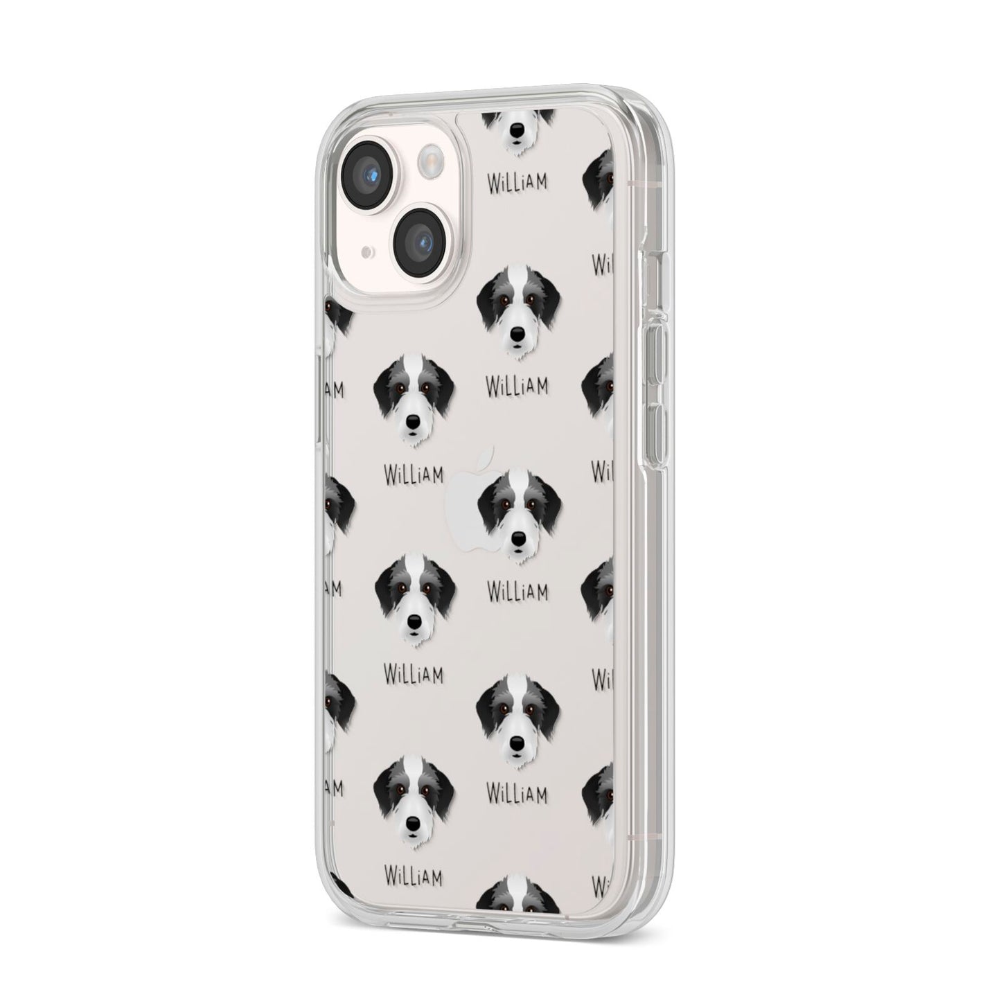 Bedlington Whippet Icon with Name iPhone 14 Clear Tough Case Starlight Angled Image
