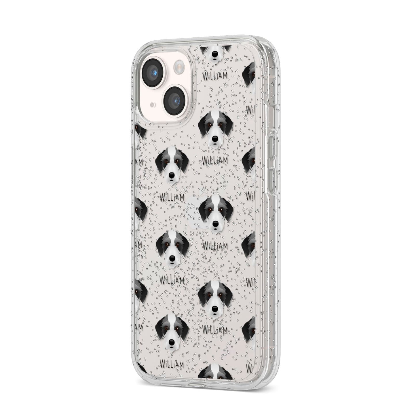 Bedlington Whippet Icon with Name iPhone 14 Glitter Tough Case Starlight Angled Image