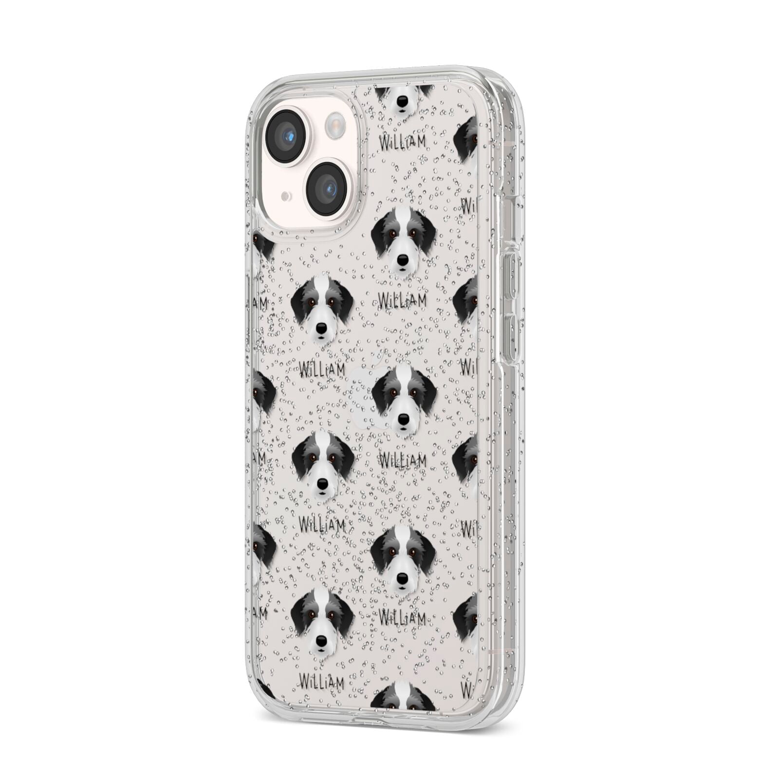 Bedlington Whippet Icon with Name iPhone 14 Glitter Tough Case Starlight Angled Image