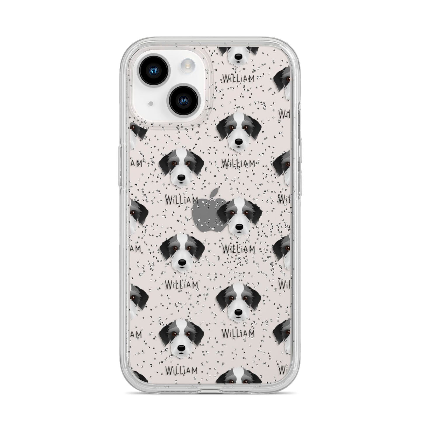 Bedlington Whippet Icon with Name iPhone 14 Glitter Tough Case Starlight
